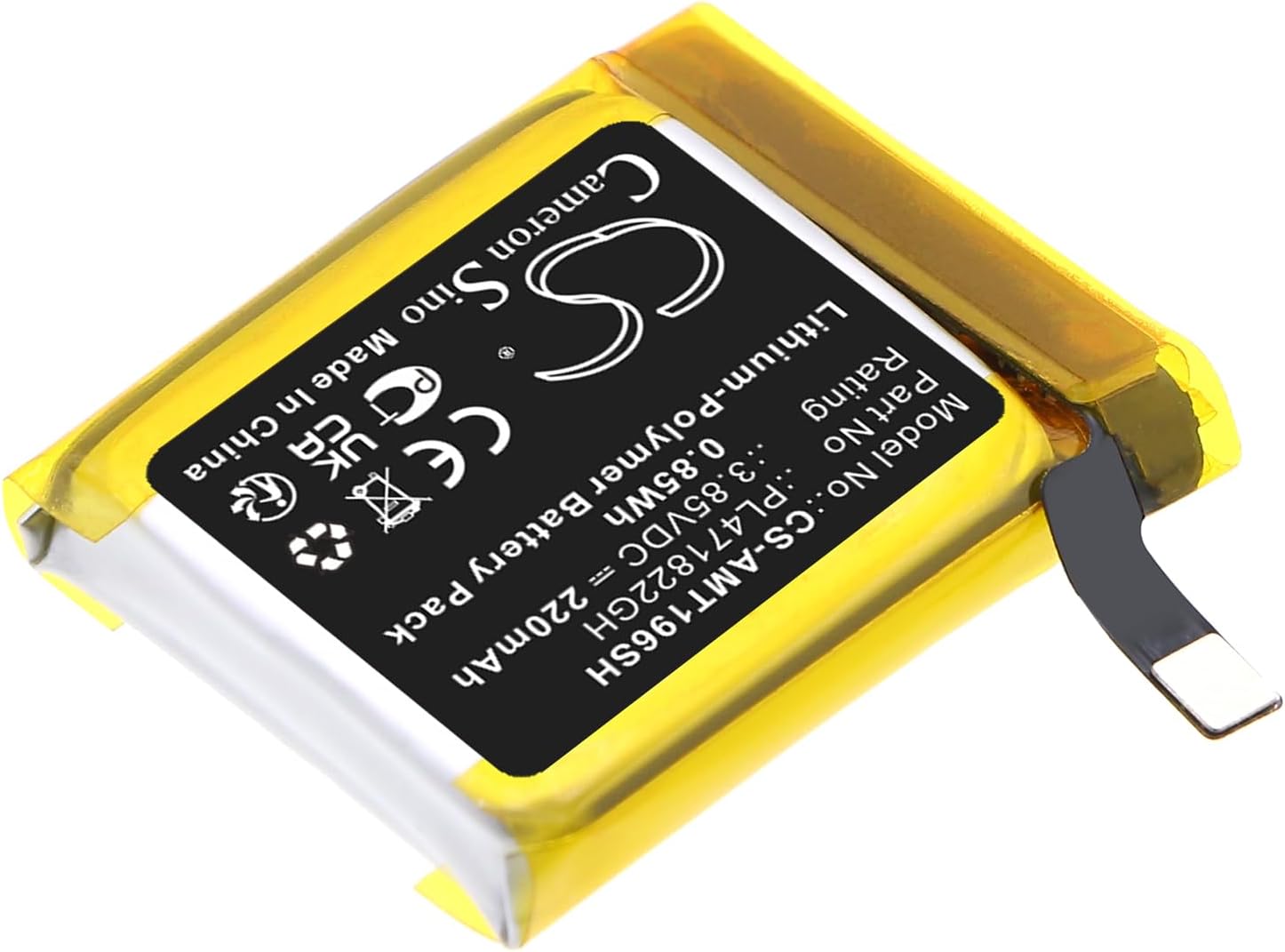 Battery for Amazfit A1969, GTS 2E, GTS2E PN:Amazfit PL341925V 220mAh / 0.85Wh
