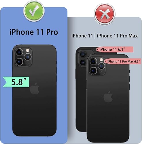 Miniatura 3 de Funda tipo cartera de piel auténtica para iPhone 11 Pro con bloqueo RFID, 4 tarjeteros de crédito. Cuero auténtico. Funda protectora para teléfono