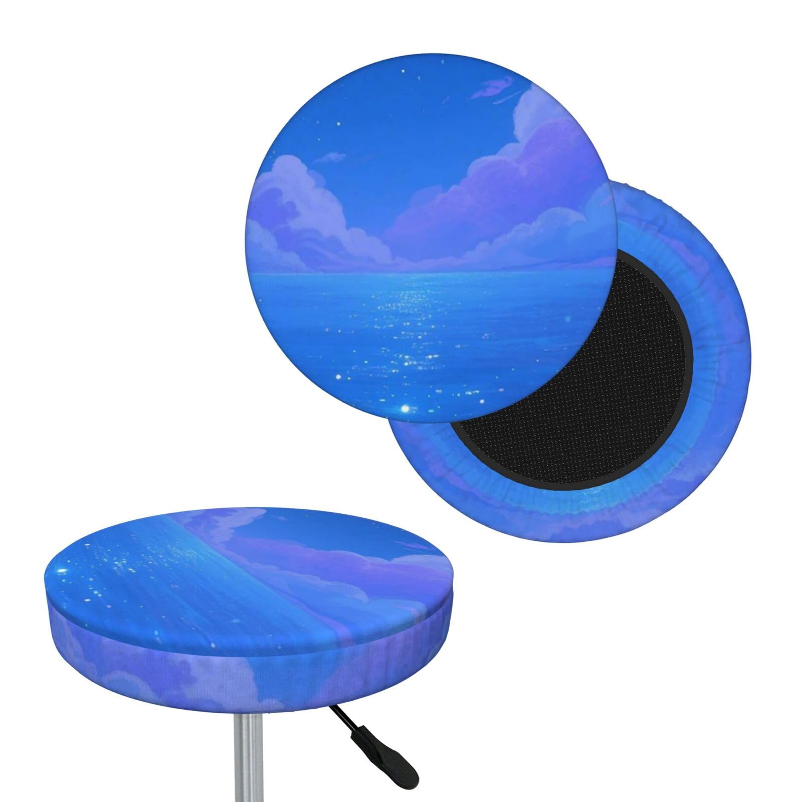 FekiLoot Fluorescent Sea Round Bar Stool Covers Stretch Washable Bar Stool Covers Dustproof Slipcover Bar Chair Covers with Elastic Band for Bar Kitchen Living Room Decor 13 Inch