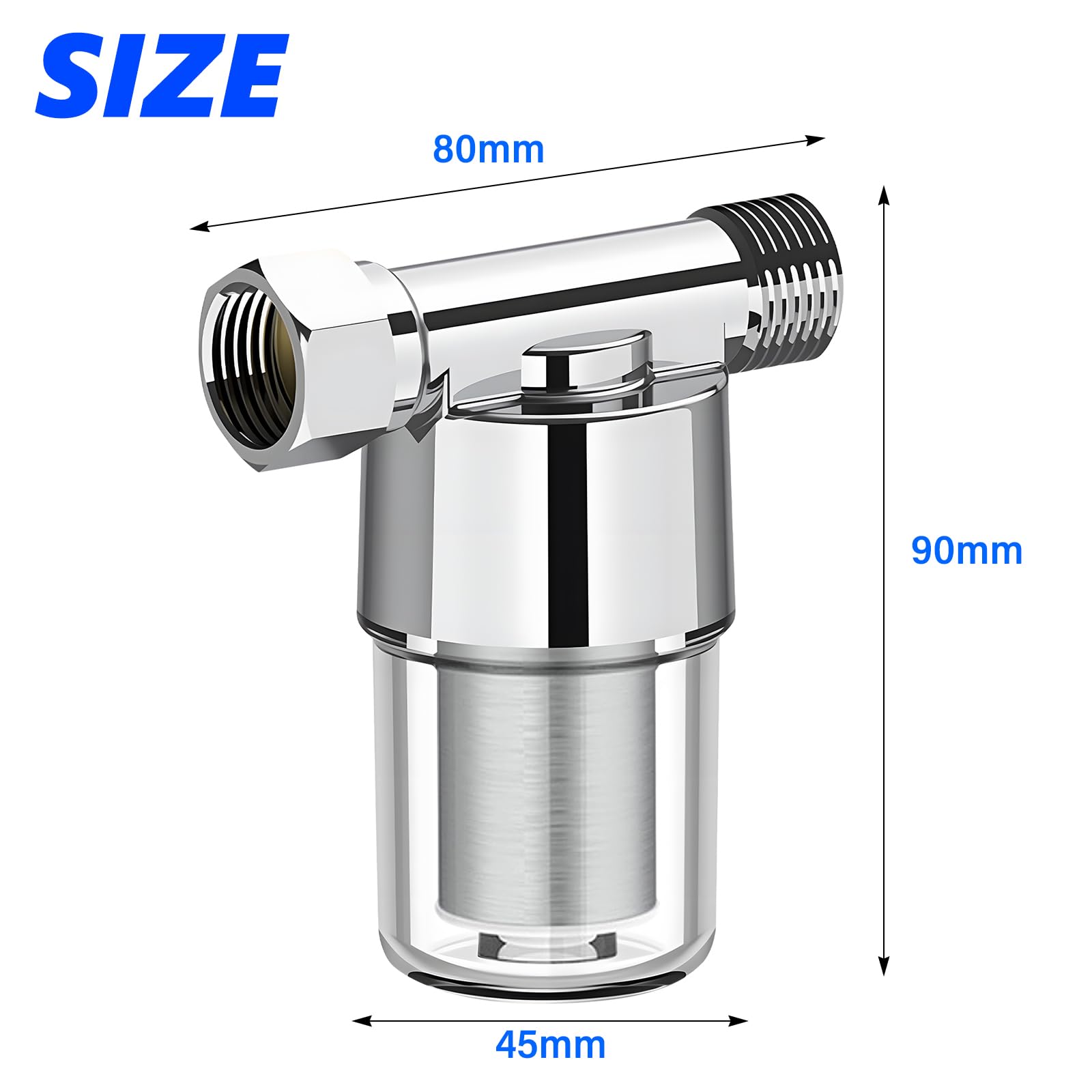 Pipeline Filtro dell'acqua, 1/2 pollice Filtro preliminare del sistema idrico con elemento filtrante in acciaio inossidabile 304 da 40μm, filtro a maglia in linea per pompa dell'acqua, filtro per