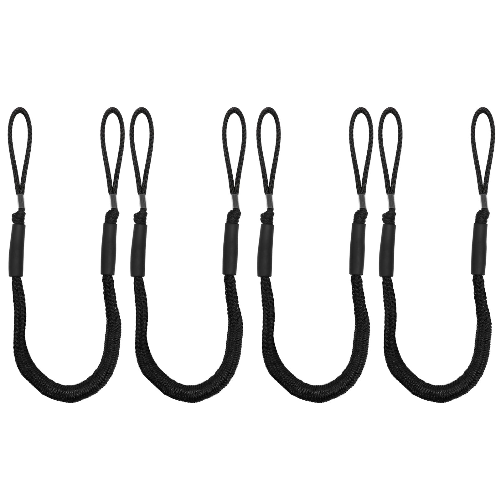NewDoar Lot de 4 Amarres élastiques 2200 LBS pour Bateau, Ligne d’ancrage avec flotteurs latéraux en Mousse, pour voilier, Kayak, Paddle, Bateau en Bois, Accessoires Nautiques (1,2 m, Noir)