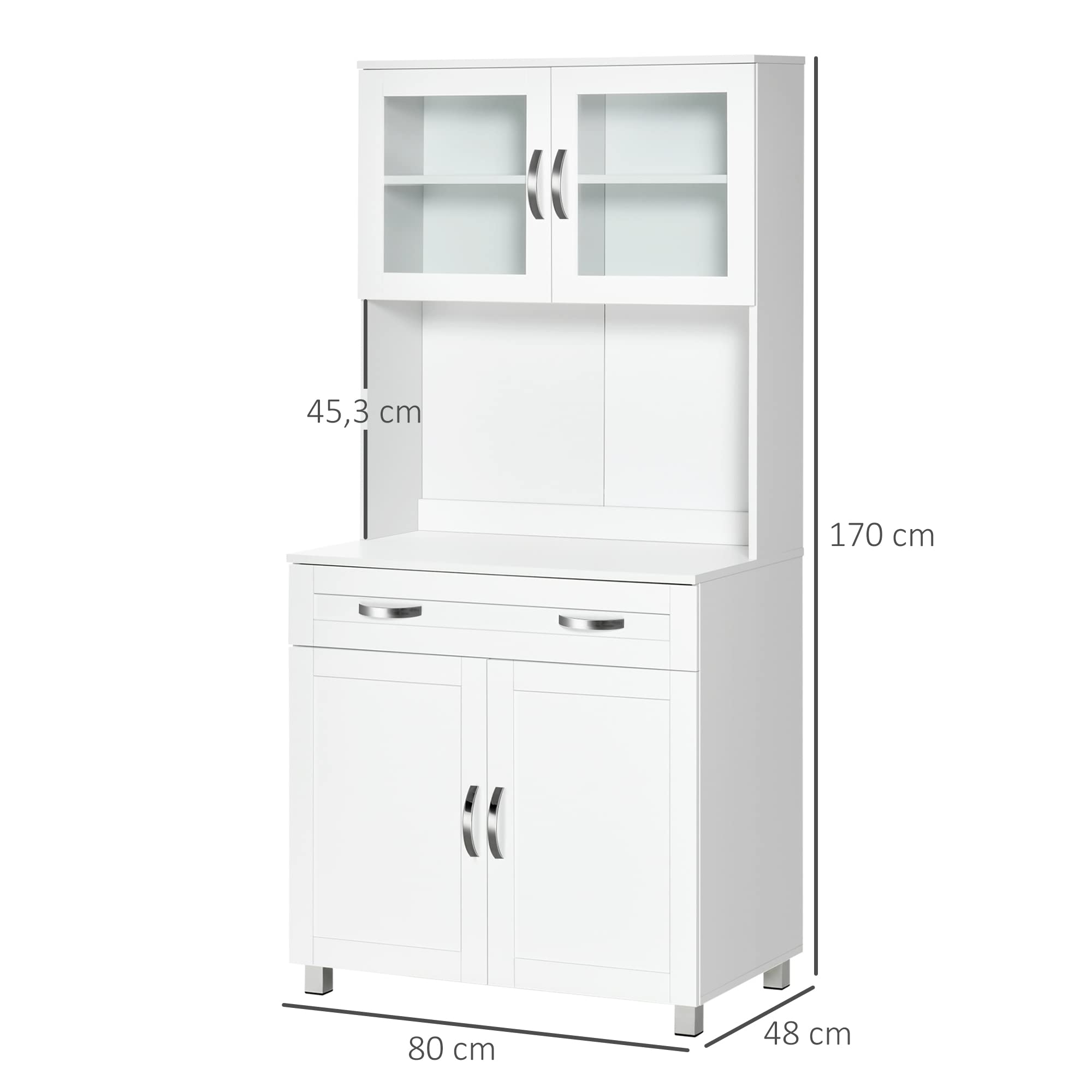 HOMCOM Kredens kuchenny Współczesna szafka kuchenna Multi-Storage 2 szafki Drzwi Duża szuflada przesuwne panele MDF Biała