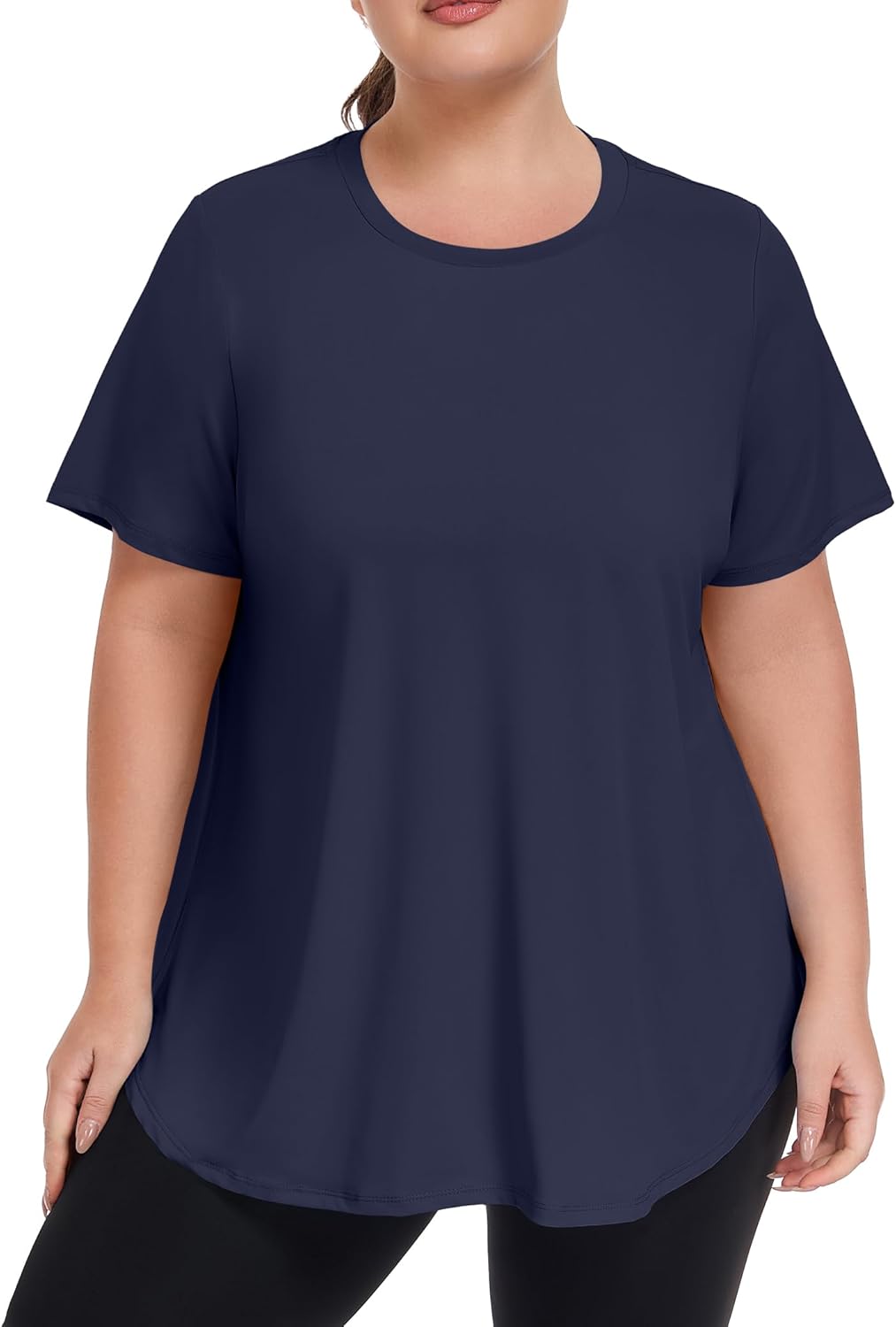 COOTRY Plus Size Workout Tops for Women Lightweight Athletic Short Sleeve Shirts Gym Running Side Slit Tshirts