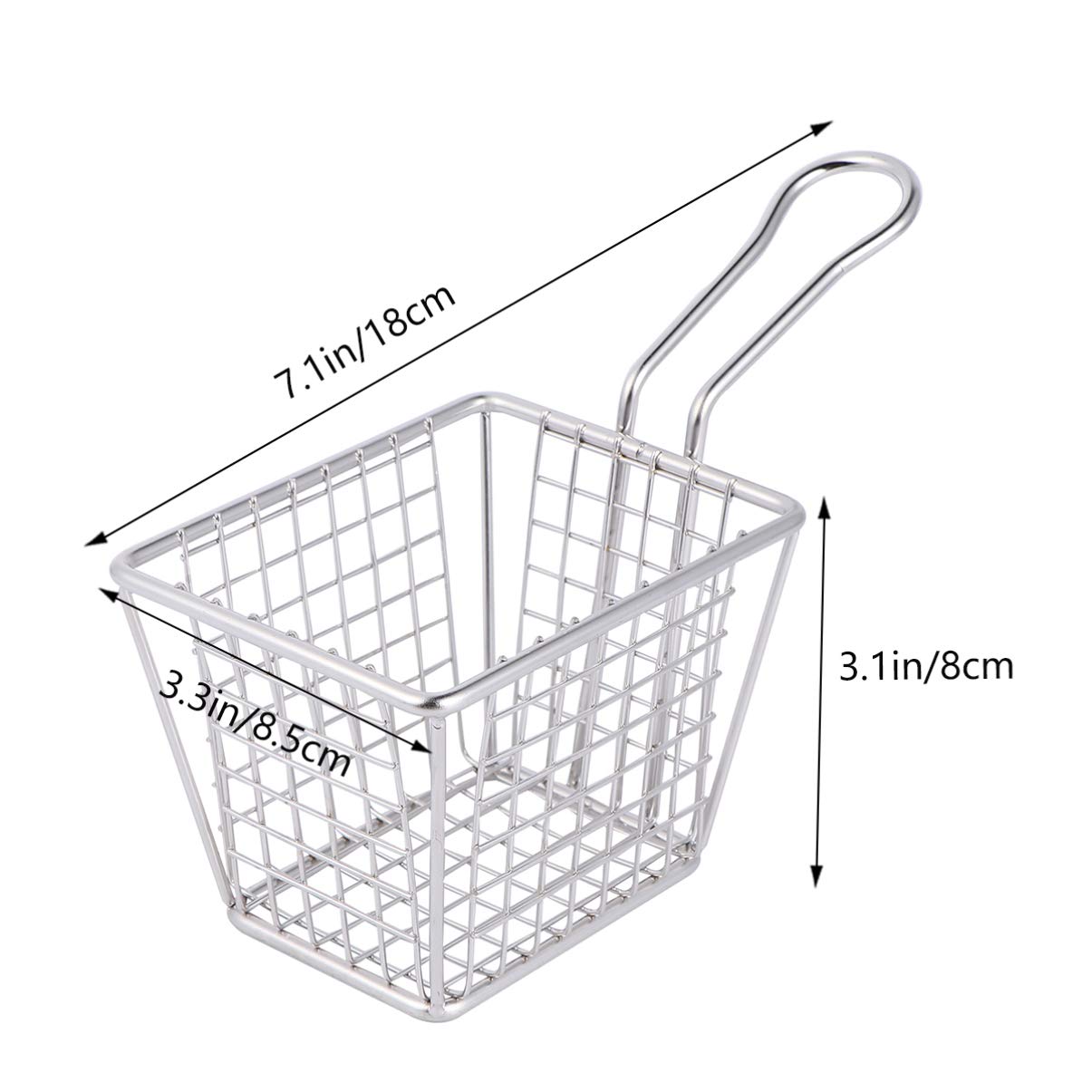DOITOOL Fryer Basket Strainer Snack Basket for French Fries Stainless Steel Square Mesh Mini Colander for Home and Commercial Cooking