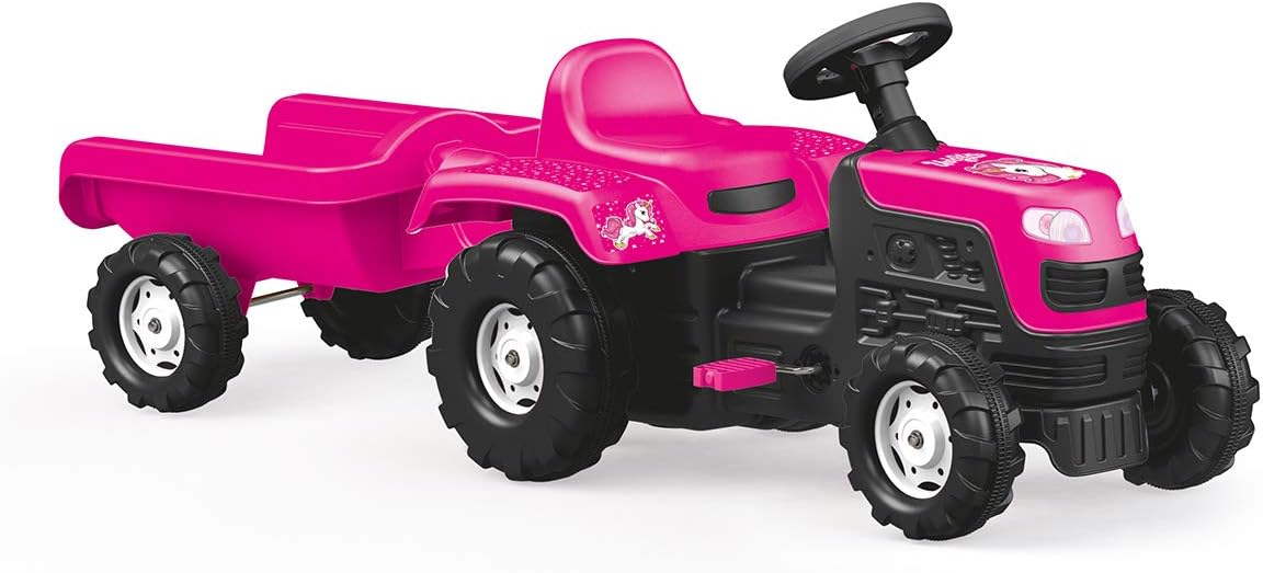 Dolu Kids Childen's Toys Ride On Tractor with Trailer Pink