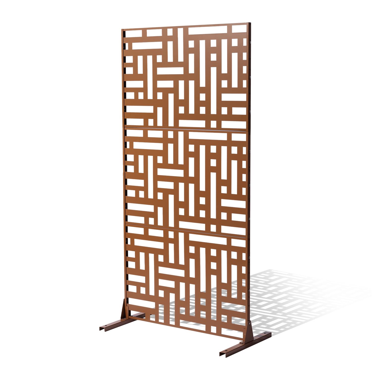 VEVOR Metal Privacy Screen, 47" W x 76" H, Outdoor Privacy Screens 3-Panel, Freestanding Outdoor Divider with Stand, Decorative Garden Steel Privacy