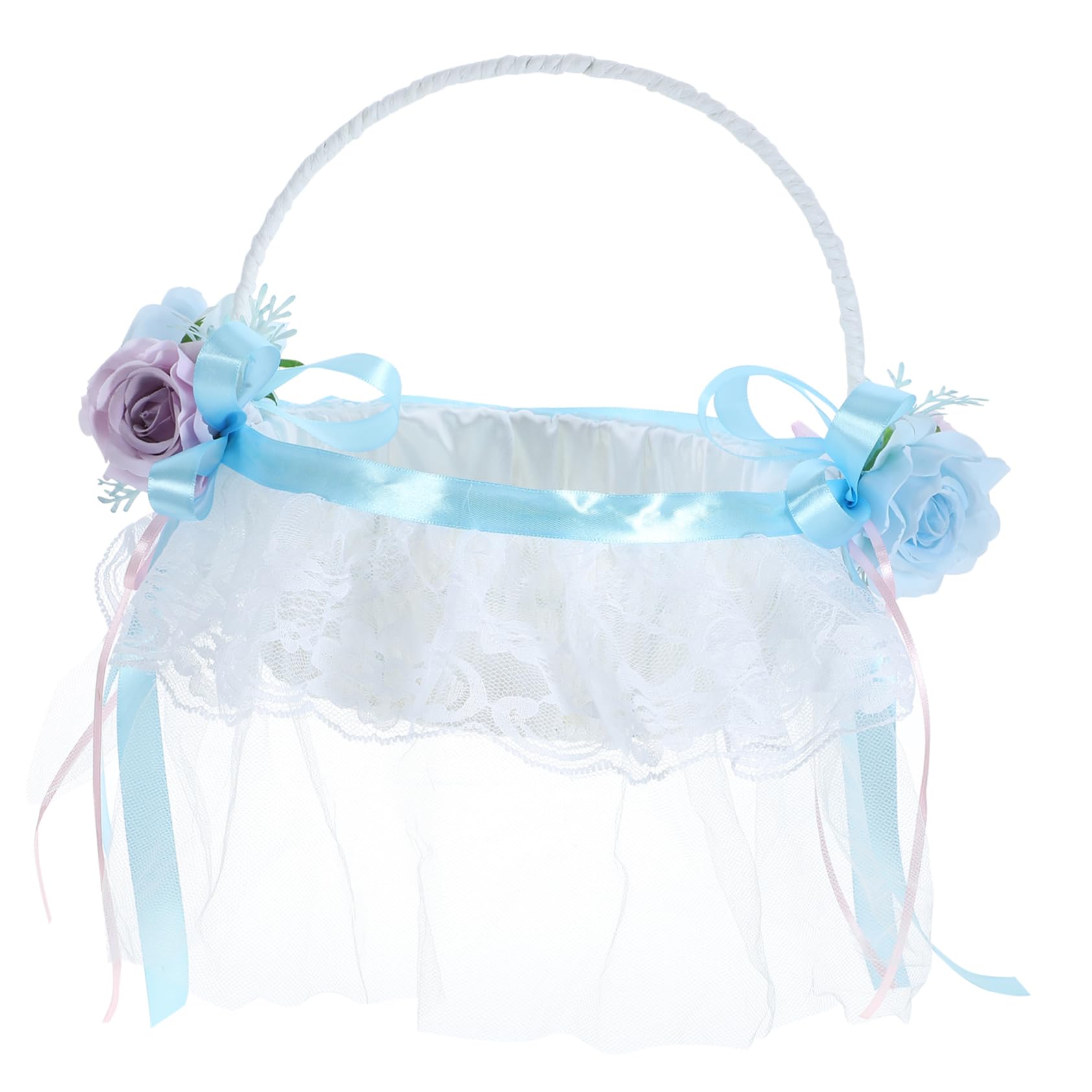 Lace Wedding Flower Girl Basket for Petal Scatter Lightweight Indoor Outdoor Ceremony Decoration Charming Bridal Flower Basket for Festive Celebrations