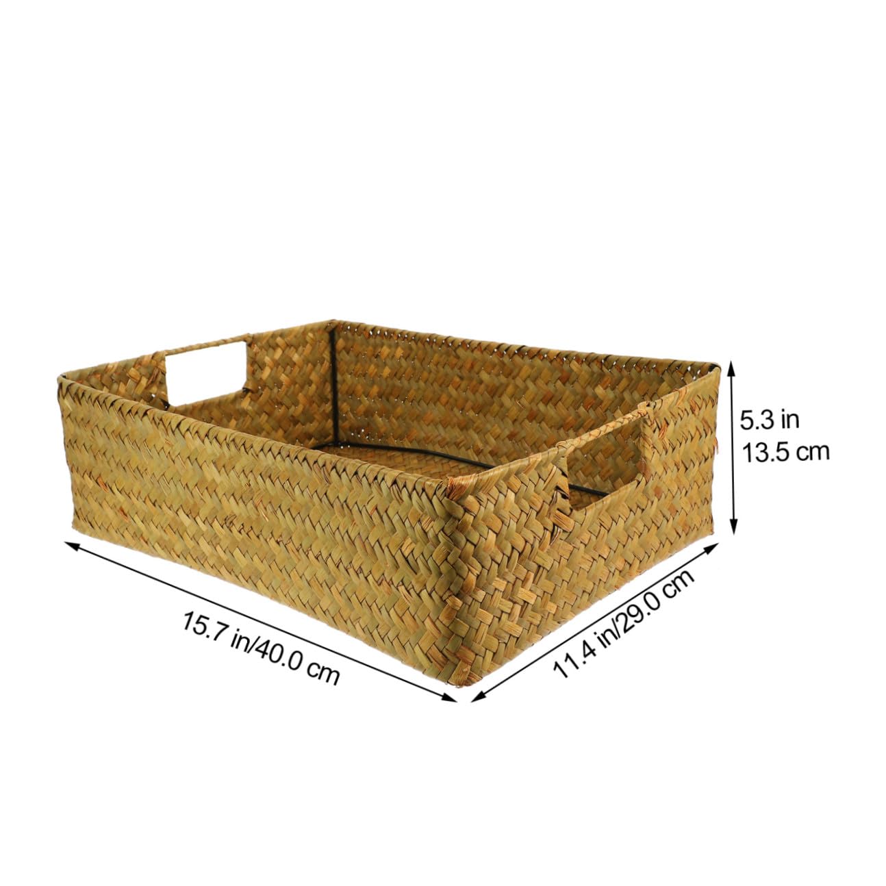 Tissé en Algues Panier de Rangement Rectangulaire, Fait Main