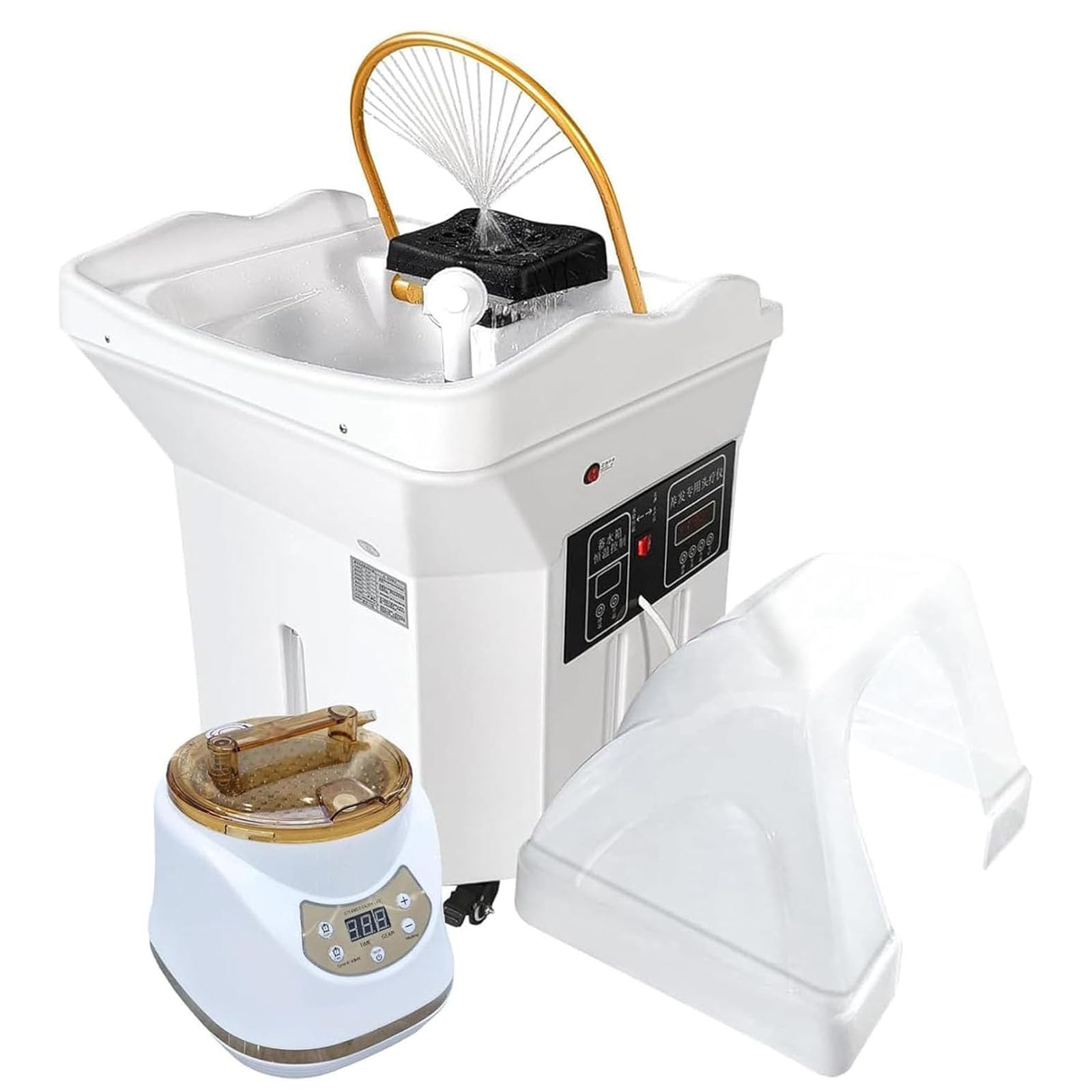 Cuenco de champú para peluquería, equipo de spa para la cabeza, con depósito de almacenamiento de agua de 60 L, doble control de circulación de agua, para salones y spas mesa de masaje