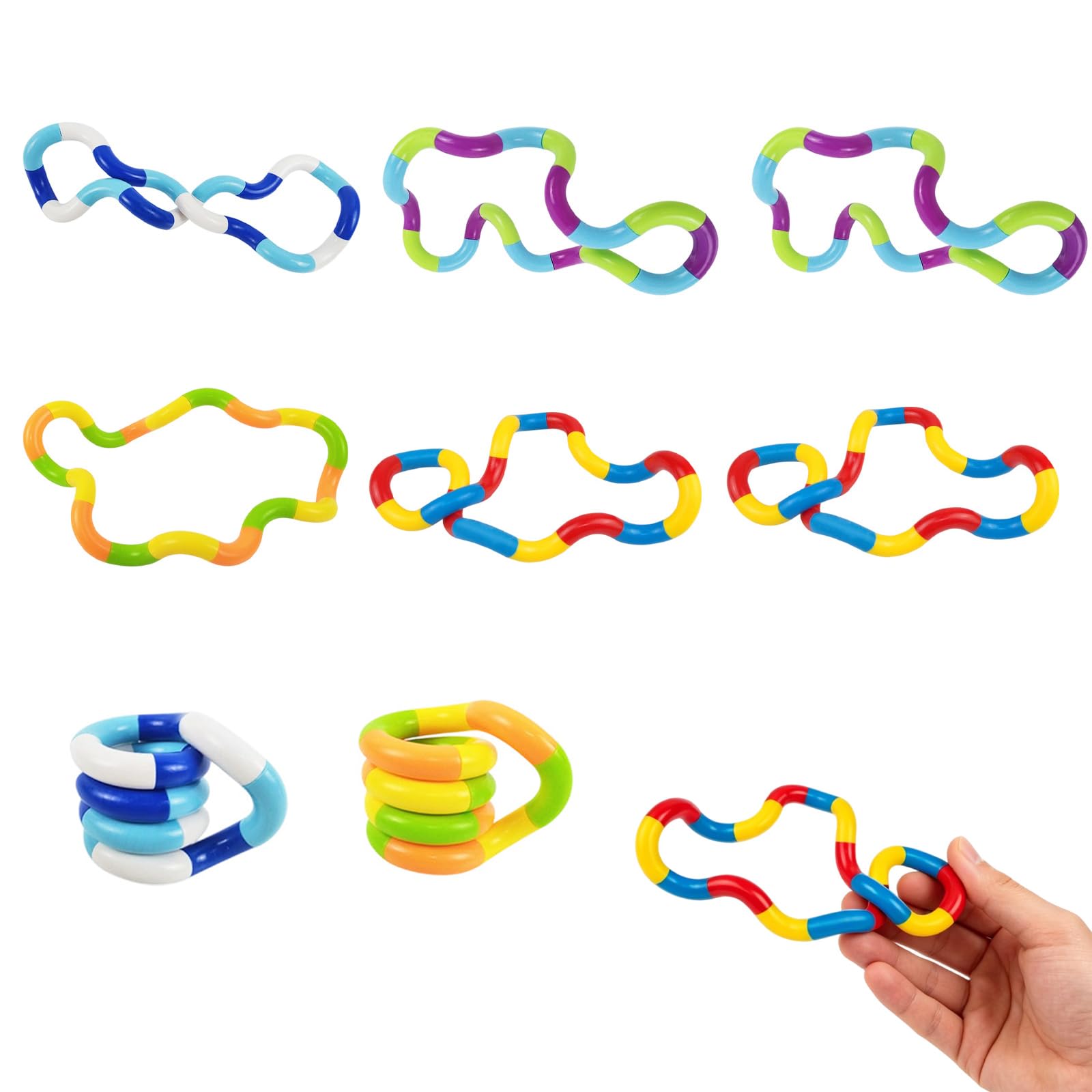 Tangle Fidget Toy, Tangle Fidget, Tangle, 8 Pieces Sensory Toys for Adults, Stress Relief for Anxiety and Focus Enhancement, Fine Motor Skills Development Tool for Home, Office and Classroom Use
