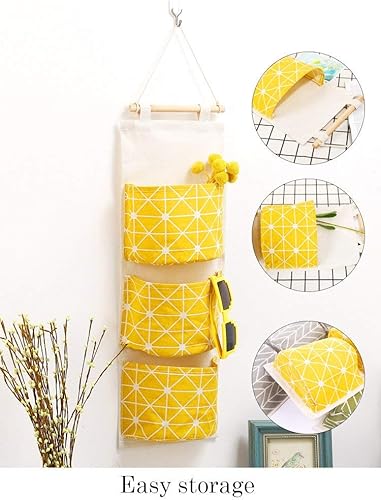 Miniatura 3 de Creatiee - 3 bolsas de almacenamiento para colgar en la pared, impermeable, para colgar sobre la puerta, organizador de bolsillo con 3 bolsillos de