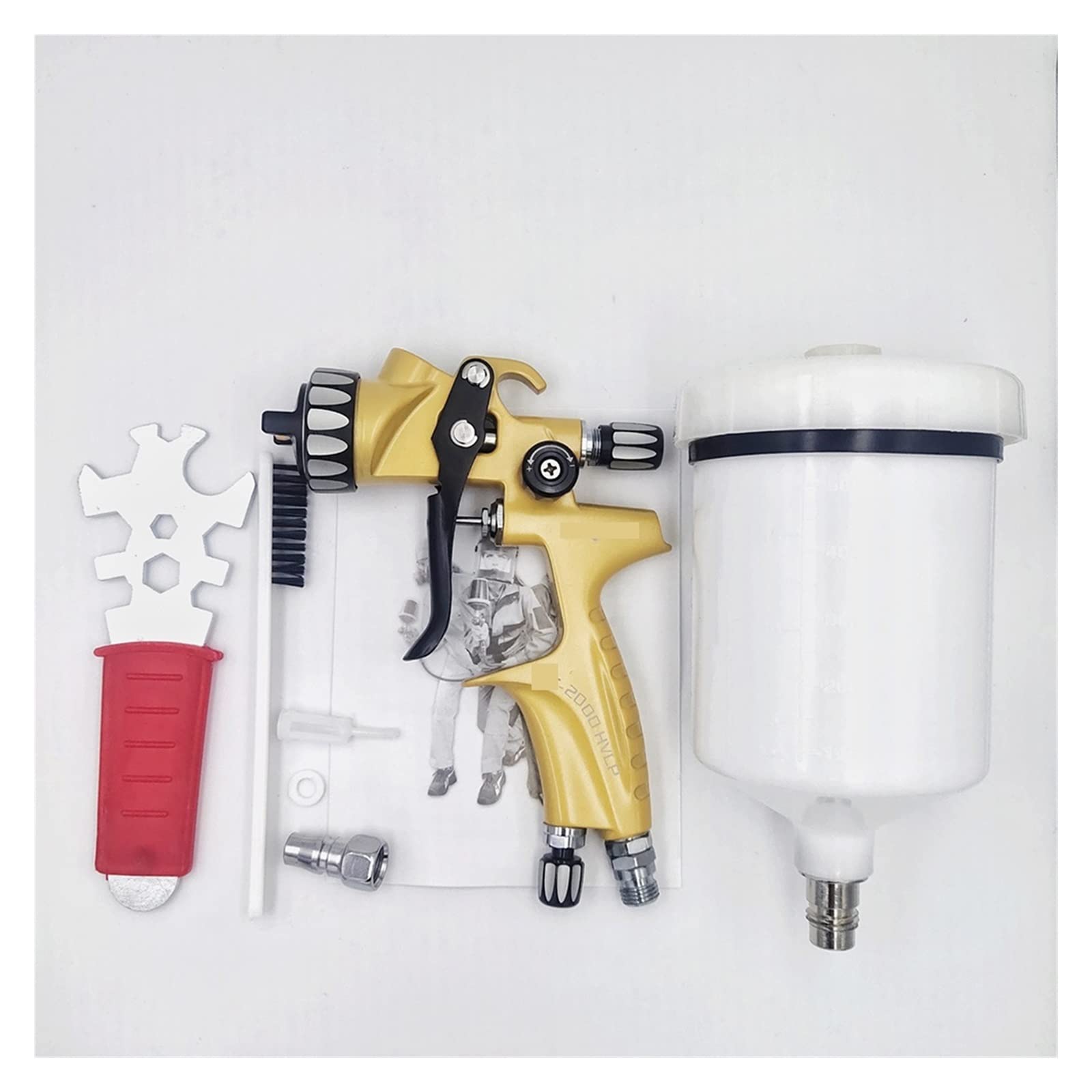 HVLP Auto Paint Spray Gun 1.3mm Home Industrial Tools Baja Presión Manual Cup Capacidad 600ml,Resistente a la corrosión(Blauw)