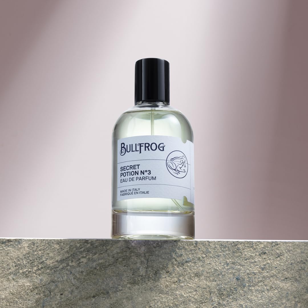 Bullfrog Eau De Parfum Secret Potion N.3 100ml - Profumo da Uomo - Note di Bergamotto, Rosa Damascena, Ambra, Salvia, Chiodi di Garofano e Legni Preziosi - Made in Italy.