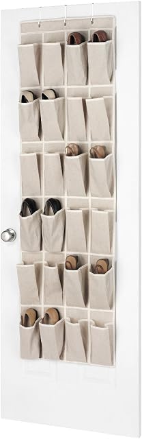 Whitmor 6082-13 Natural Linen Soft Storage Over-the-Door Shoe Organizer