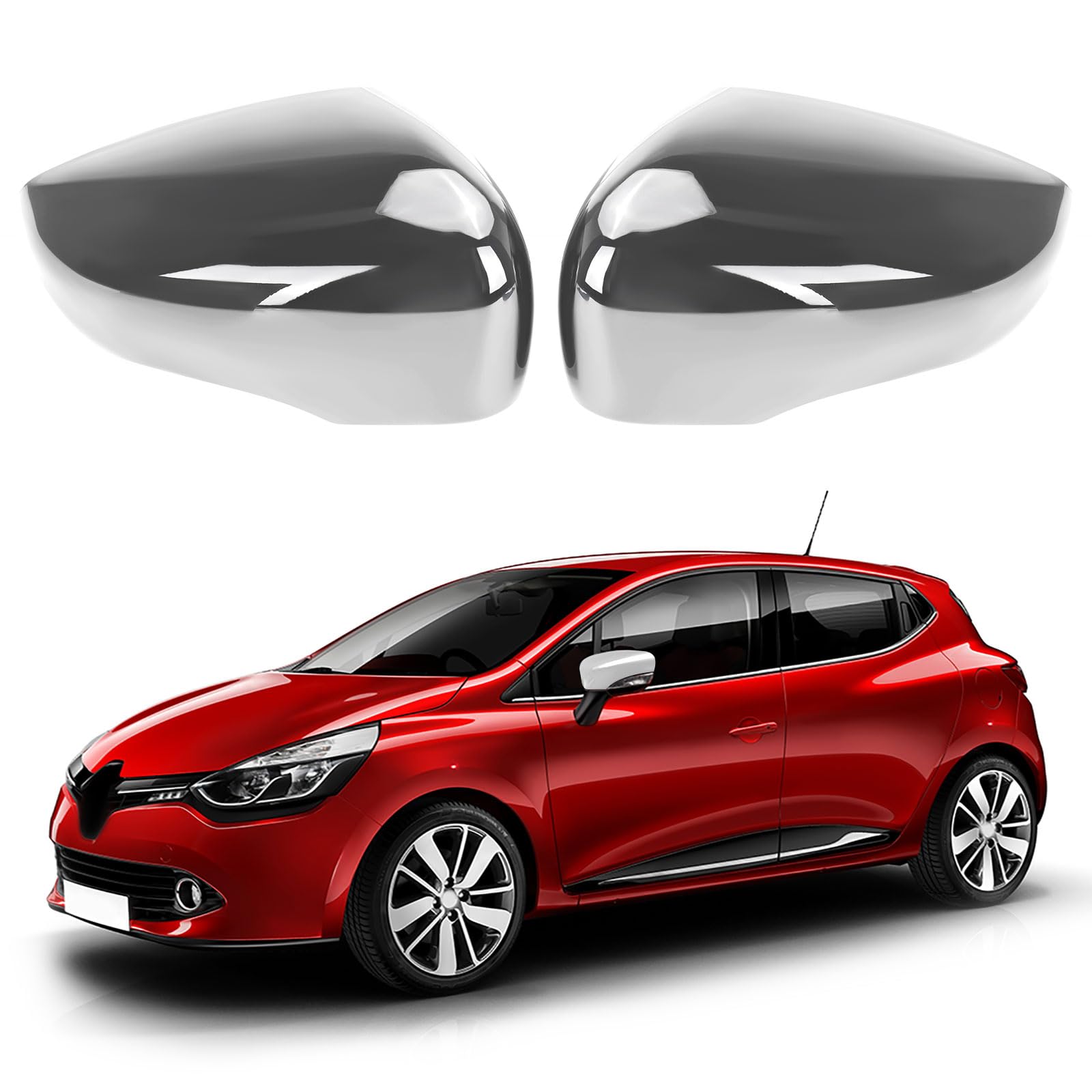 Cappuccio Dello Specchietto Retrovisore Compatibile con Renault Clio 4 2012-2016, Capture First Generation J87 2013-2019, 1 Paio Cappucci per Specchietti Compatibile con Zoe 2012-2024 - Argento