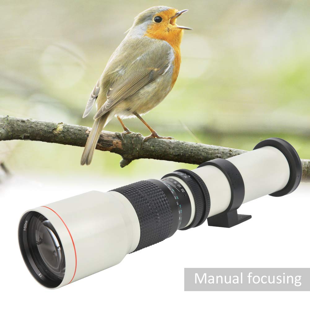 Sxhlseller Teleobiettivo con Focale Fissa da 500 Mm F8-F32 con Messa a Fuoco Manuale per Fotocamera EF-S per Riprese di Animali Selvatici, Paesaggi Naturali, Giochi Sportivi, ECC.