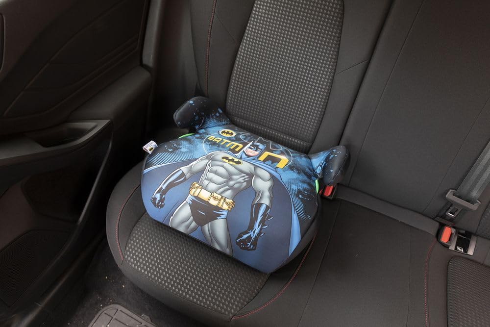 Tataway DC Comics Batman seggiolino alzatina auto i-Size ECE R129. Rialzo bimbi 125-150 cm con grafiche di Batman, seduta blu, comodo e sicuro per viaggi protetti e confortevoli in auto