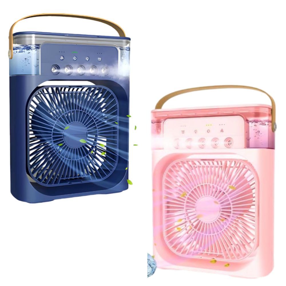 TRIDEO combo C50 - Mini-cooler-for room-cooling-mini-cooler-ac-portable-air-conditioners 1/2/3 H Timer 3 Wind Speed, and 3 Spray Mode, Rechargeable Fan-(Blue & Pink)-image-3