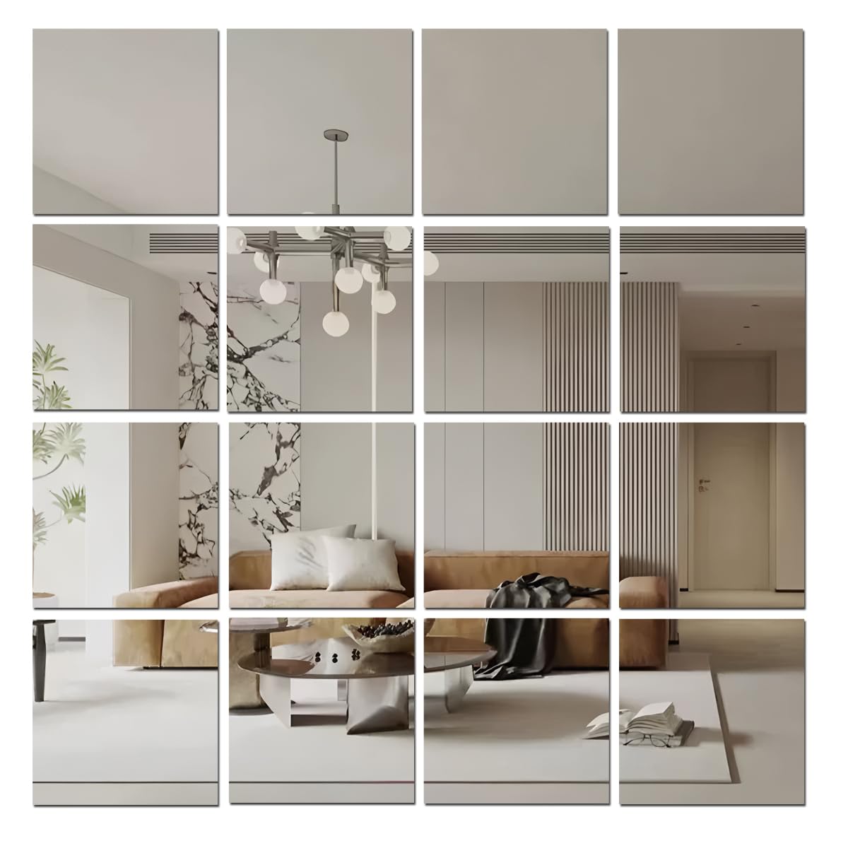 Autocollants en miroir acrylique HD pour murs, carreaux bricolage, miroir autocollant sans verre incassable (Lot de 10/16)