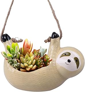 Sloth Gifts for Women, Hanging Planter for Indoor Outdoor Plants, Cerami...