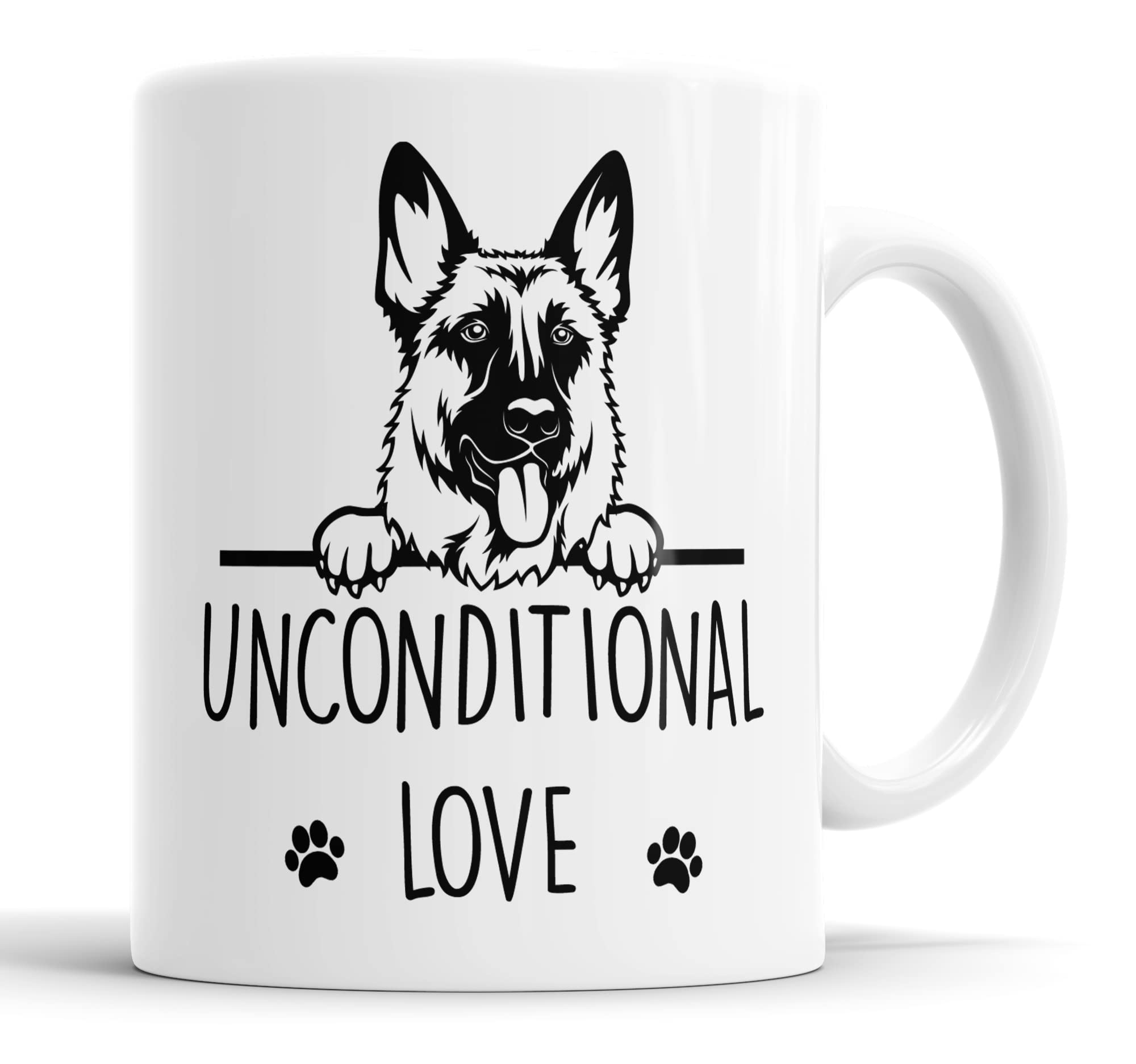 German Shepherd Unconditional Love Mug Pet Present Alsatian Dog Mum Dad Friend Joke Funny Gift Cup Birthday Christmas, Ceramic Mug