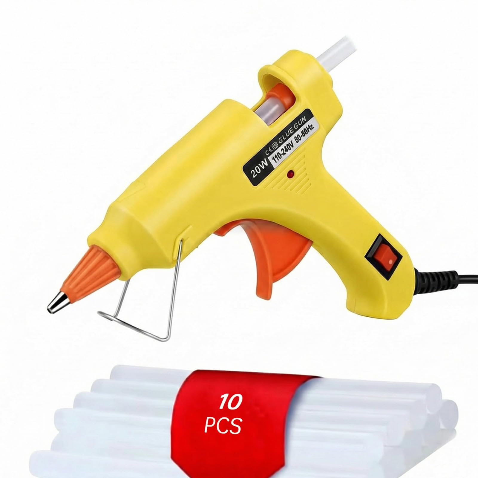 Mini Hot Glue Gun 10pcs Glue Stick Hot Glue Gun Set For Quick Repair Artist DIY Art Home 20w Yellow