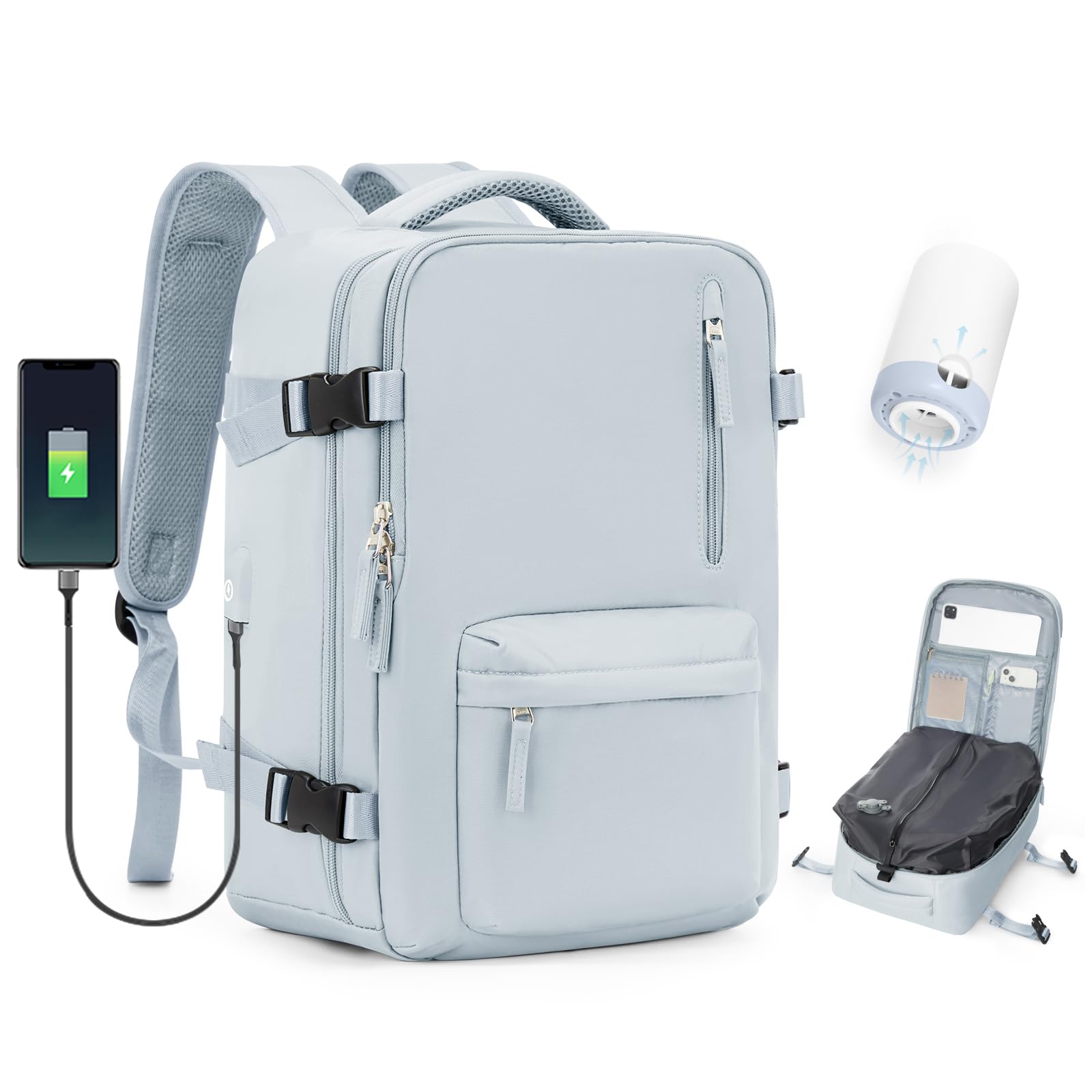 BJLFS Borse da Cabina per Ryanair 40×30×20 Zaino da Viaggio con Sottovuoto Bagaglio a Mano 40x20x25 Easyjet 45×36×20,Zaino Wizzair 40x30x20,Zaino Casual per laptop da 14 pollici per scuola