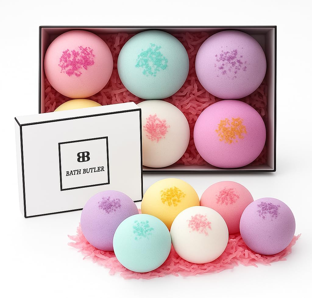 XL Bath Bomb Gift Set – 6 Large Aromatherapy Bombs with Shea Butter & Sea Salt – Spa Gift for Women, Moms, Girlfriends – Relaxing Self-Care Kit Floating fizzing bathbomb