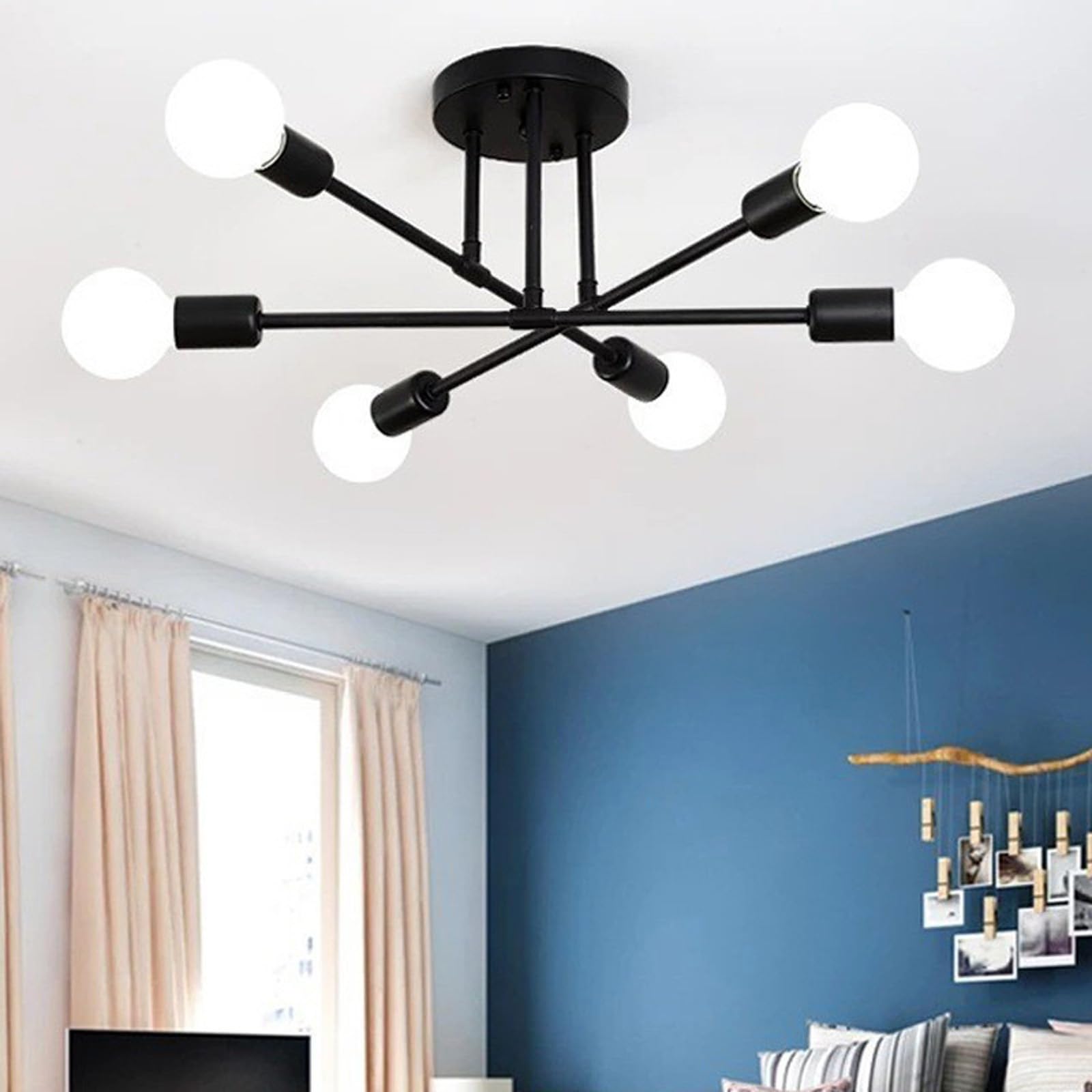 Lámpara de hierro minimalista con rotación industrial y casquillo E27 negro 8