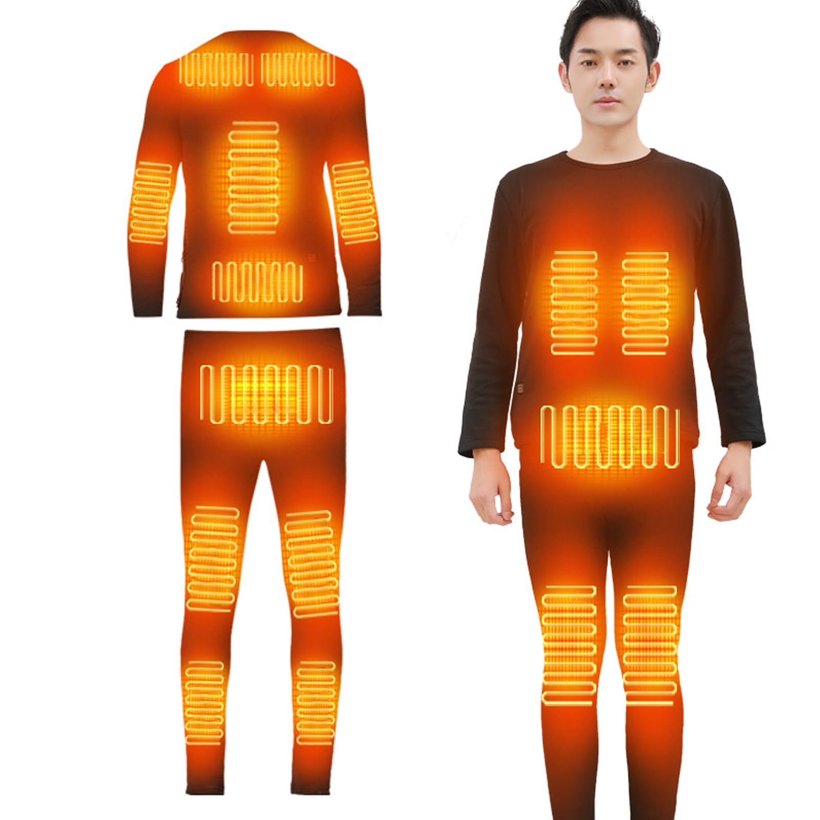 Set di Biancheria Intima Riscaldata Elettricamente Top E Pantaloni Termici 16 Zone Vestiti Riscaldanti in Fibra USB per Uomo Donna Inverni All'aperto