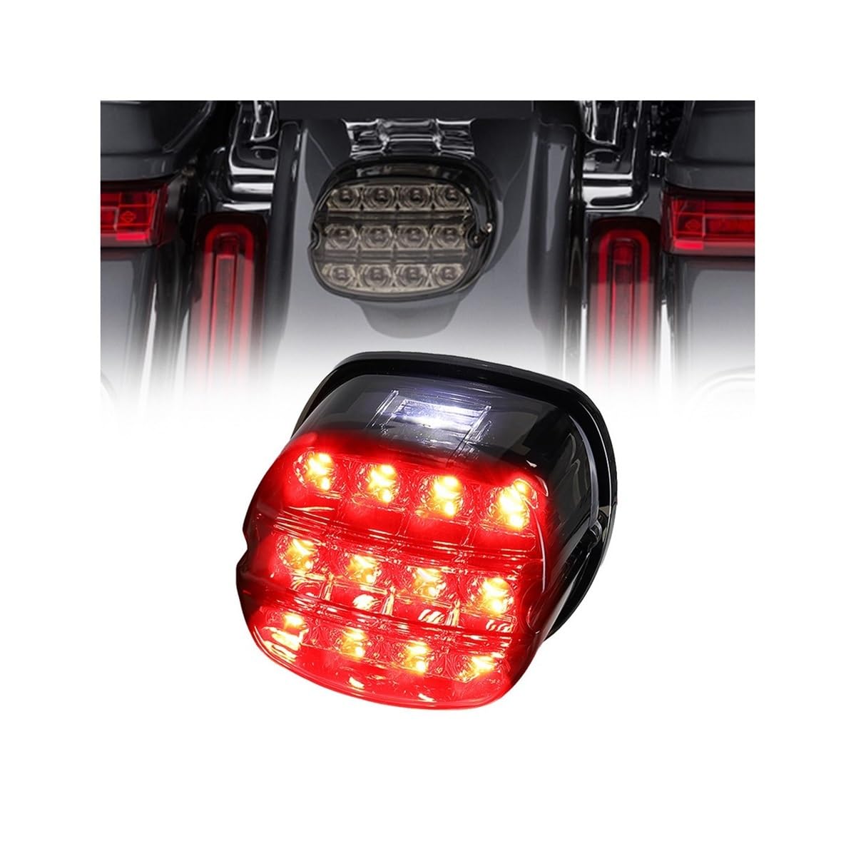 DAGMARA Moto Freno Luces Trasera Cola Accesorios para motocicletas, luz trasera de freno LED una pieza, matrícula, indicador parada para Road King 99-17 FXDL