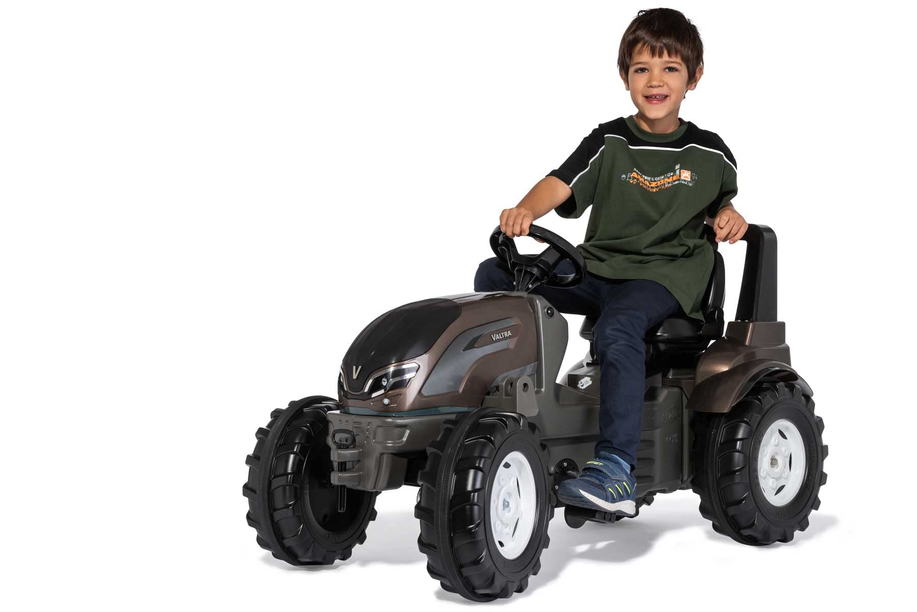Rolly Toys Trettraktor rollyFarmtrac Premium 720033 (für Kinder von 3-8 Jahre, Flüsterlaufreifen, längen- und höhenverstellbarer Sitz), Braun