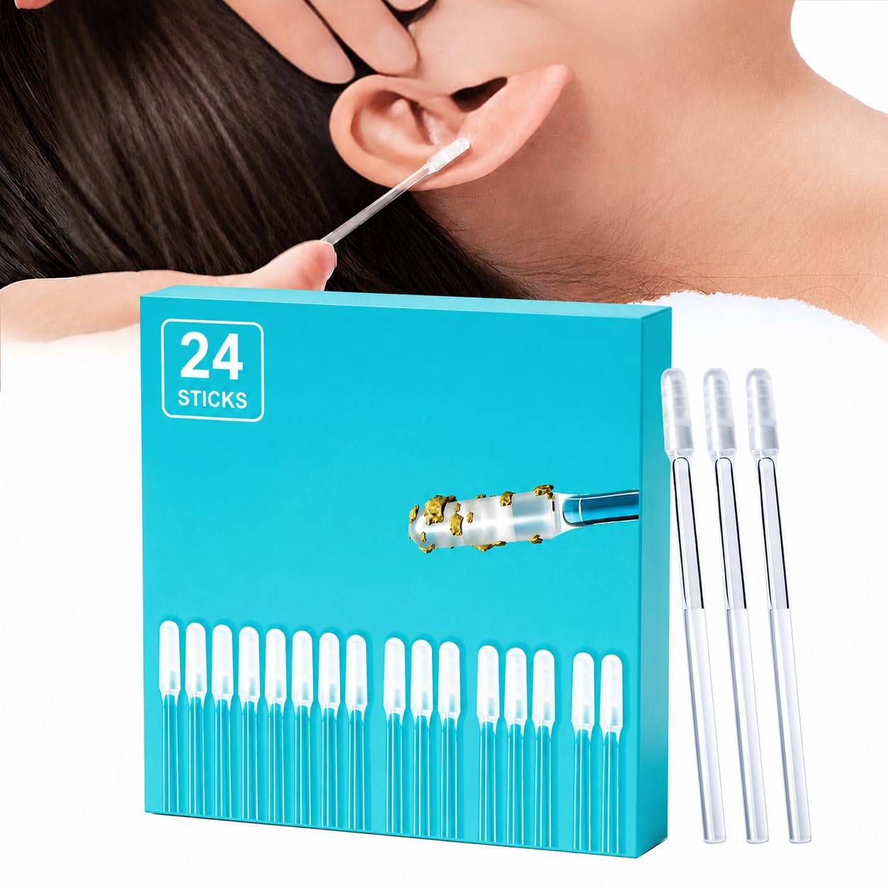 24 Pcs Reusable Sticky Ear Cleaner | Soft Silicone Adhesive Ear Wax Removal Sticks for Dry Earwax | Washable & Reusable Ear Cleaning Tool | Safe for Adults & Kids-image-49