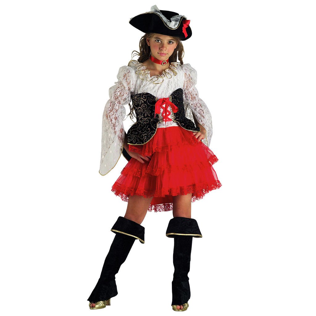 Vestito Carnevale Deluxe PIRATESSA dei Sette Mari Taglia 5 6 Anni