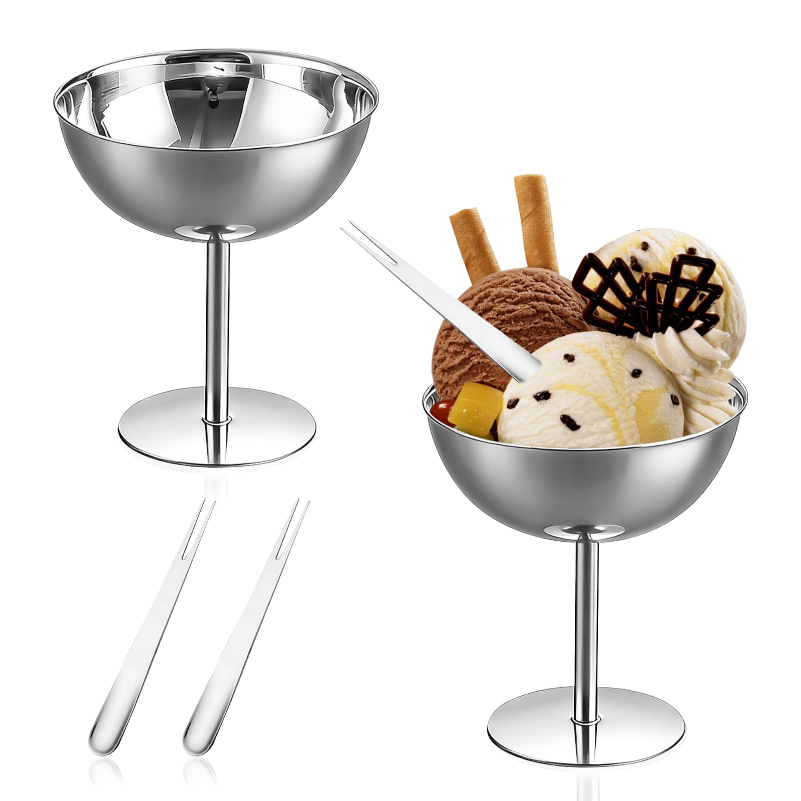 Tasses à crème glacée en acier inoxydable élégantes pour dessert chic