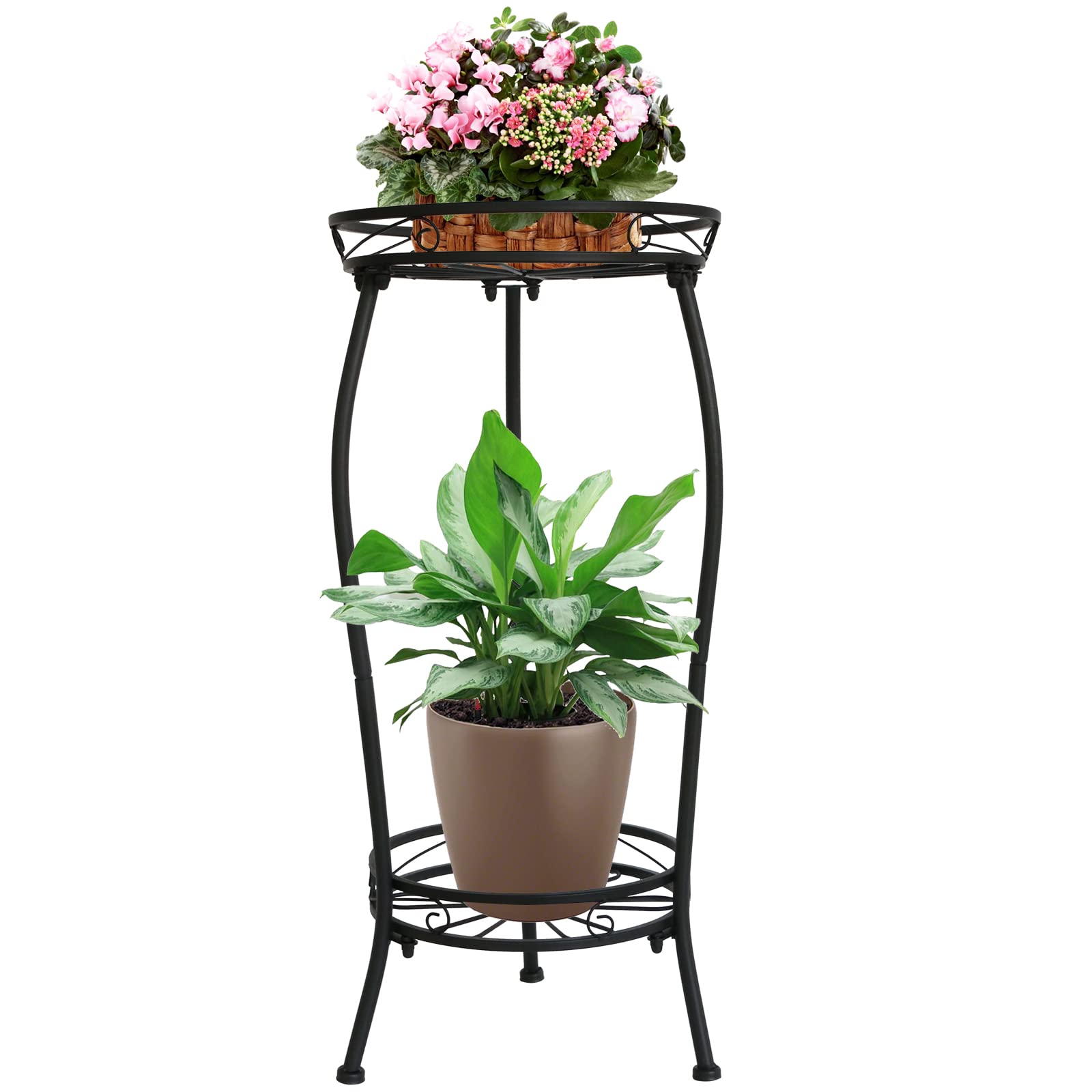 Planter Rack Garden Plant Stand Indoor Outdoor,2 Tier 27inTall Metal Potted Holder Rack ...