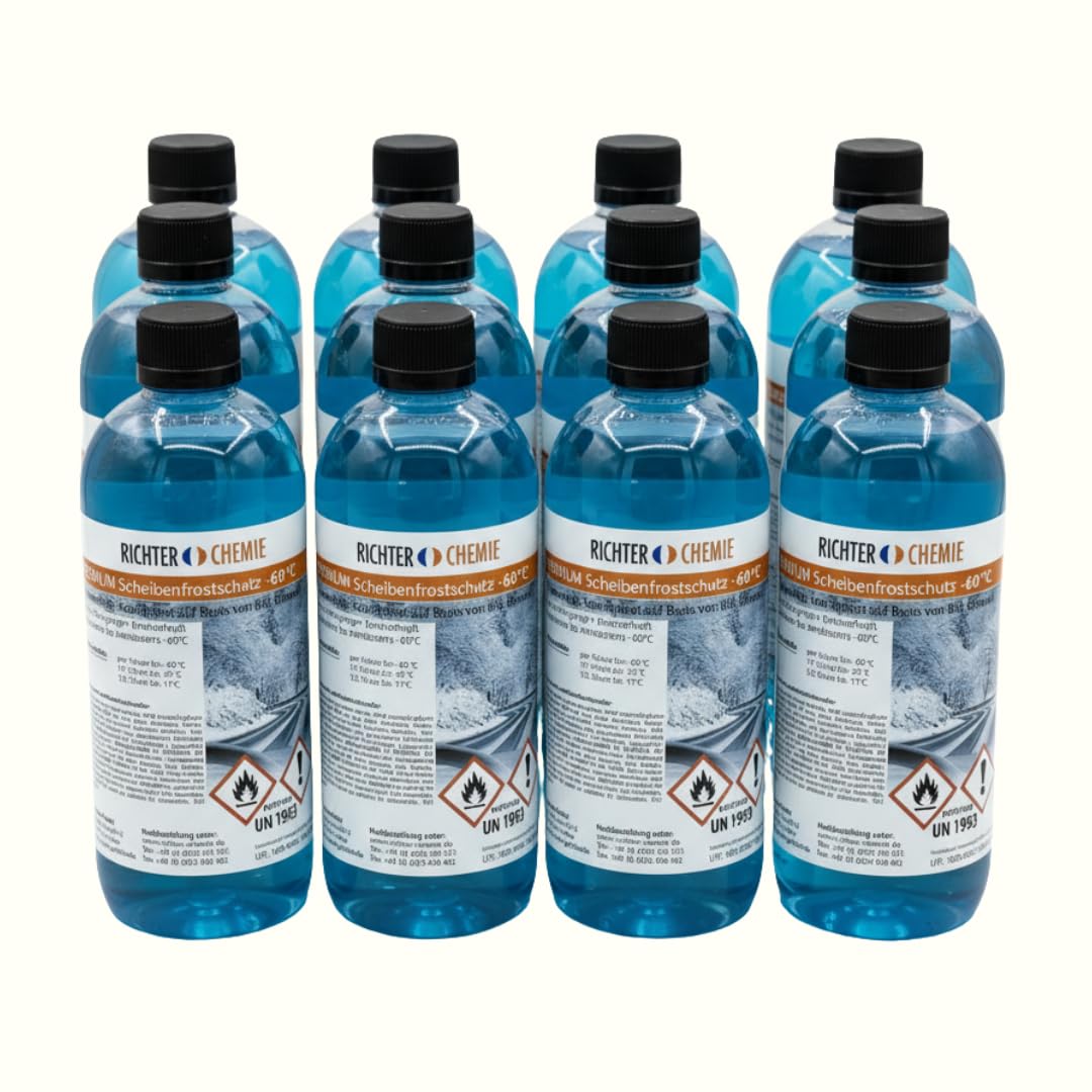 Richter Chemie Premium Scheibenfrostschutz Konzentrat -60°C, Bioethanol-Basis, Citrus-Duft, 12 x 1 Liter