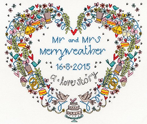 Bothy ThreadsCross Stitch Kit - Wedding Heart