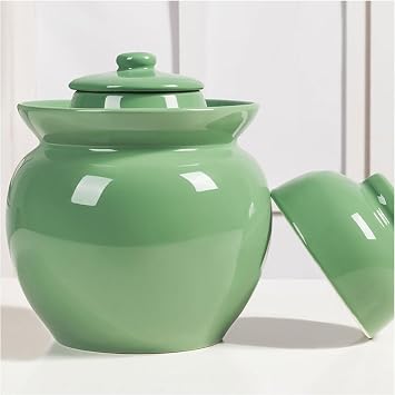 Fermentation Crock Pot, 5 Liter / 1.3 Gallon Fermenter with Lid, Glazed Ftoneware Pot for Fermenting Pickling Kimchi, Pickles, Vegetables, Kombucha,D