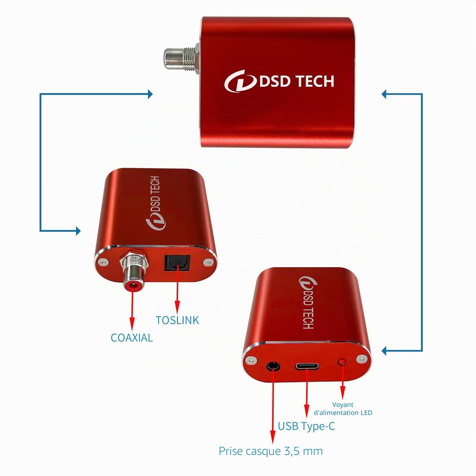 DSD TECH SH-AU02A USB vers TOSLINK Coaxial SPDIF Adaptateur Audio Support 96K 24Bit