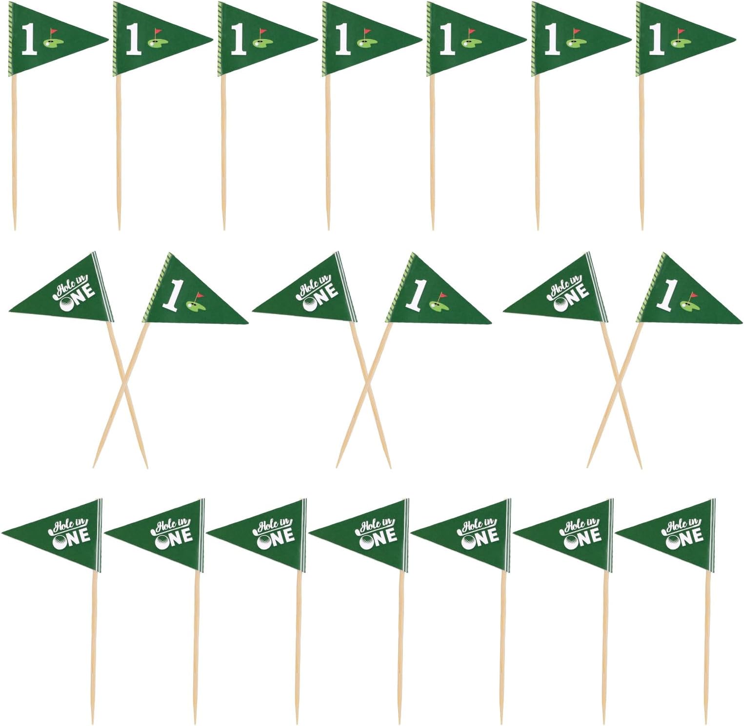 20pcs Golf Themed Toothpick Flags, Golf Cocktail Picks Mini Sticks Fruit Cupcakes Toppers Food Stick Flags for Baby 1st Birthday Party Food Bar Decorations Celebration