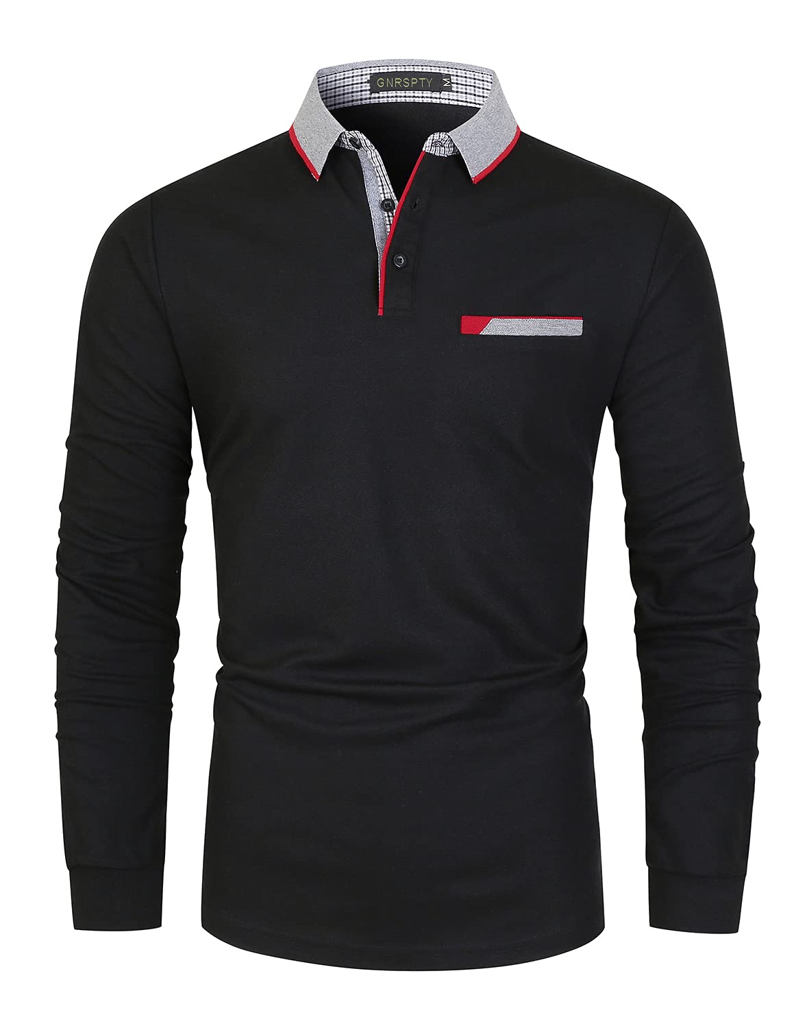 GNRSPTY Polo Manica Lunga Uomo Maglietta Denim Collare Maglia Elegante Cotone T-Shirt Golf Tennis Lavoro Camicia