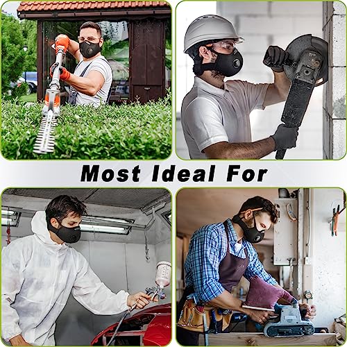 Base Camp M Plus Dust Mask, Breathable Reusable Face Mask With 6 Activated Carbon Filters For Woodworking Construction Mowing Grinding (Modern1) #TOP5