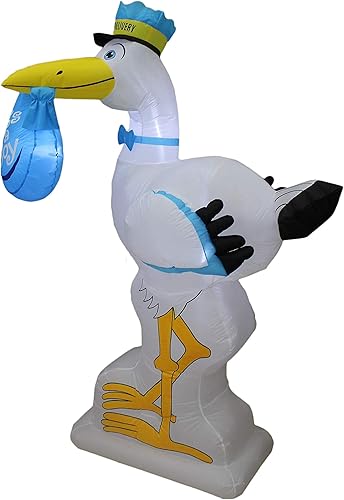 Miniatura 7 de Paquete de dos decoraciones de fiesta de baby shower, incluye cigüeña rosa inflable de 6 pies de alto con texto en inglés "It's a Girl" y una