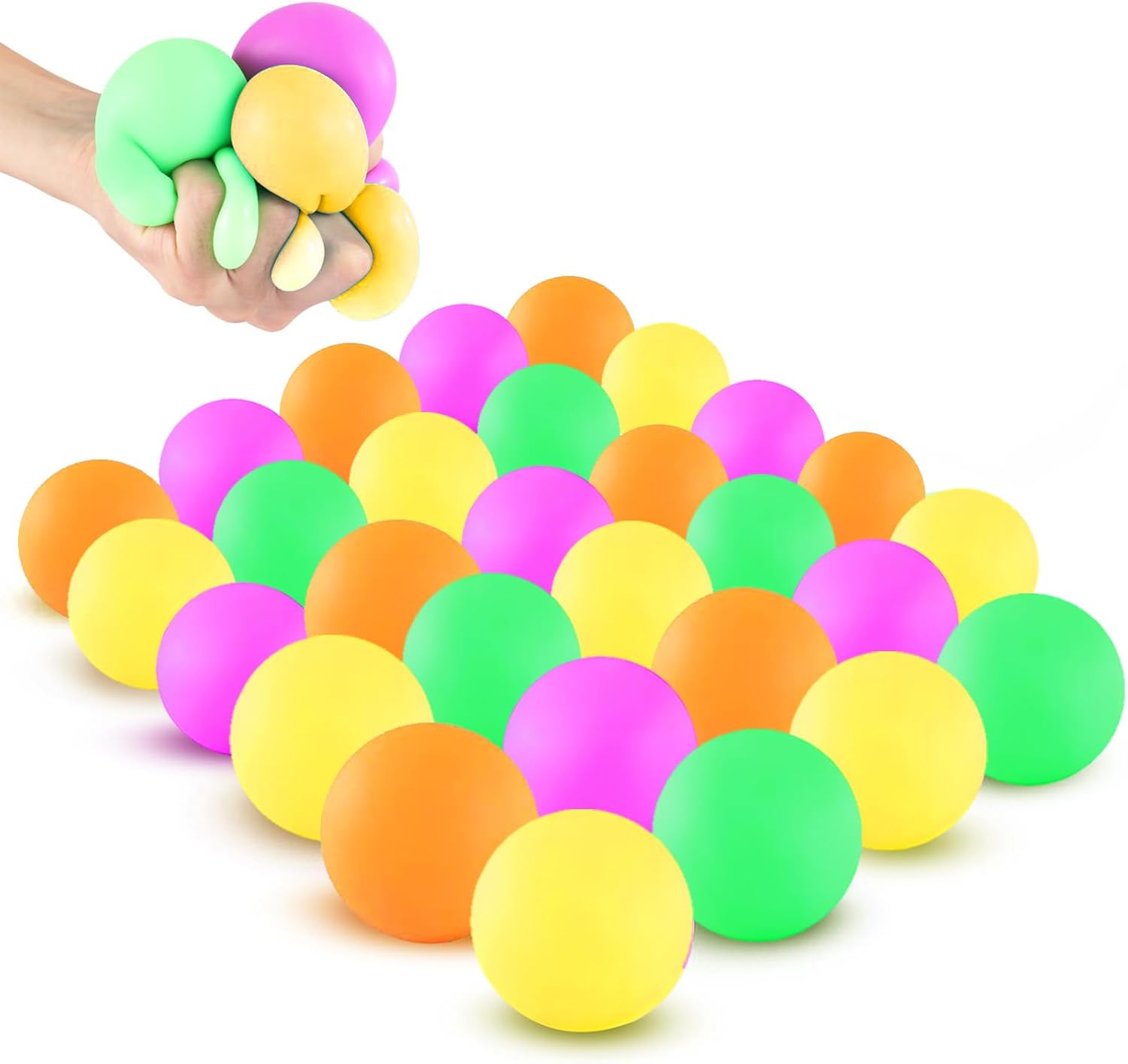 Stress Balls for Adults and Kids – 28PCS Squishy Fidget Toy Small Squishy Balls Adults Kids Party Favors Gifts Sensory Fidget Toys Soft Squeeze Ball for Anxiety Stress Relief