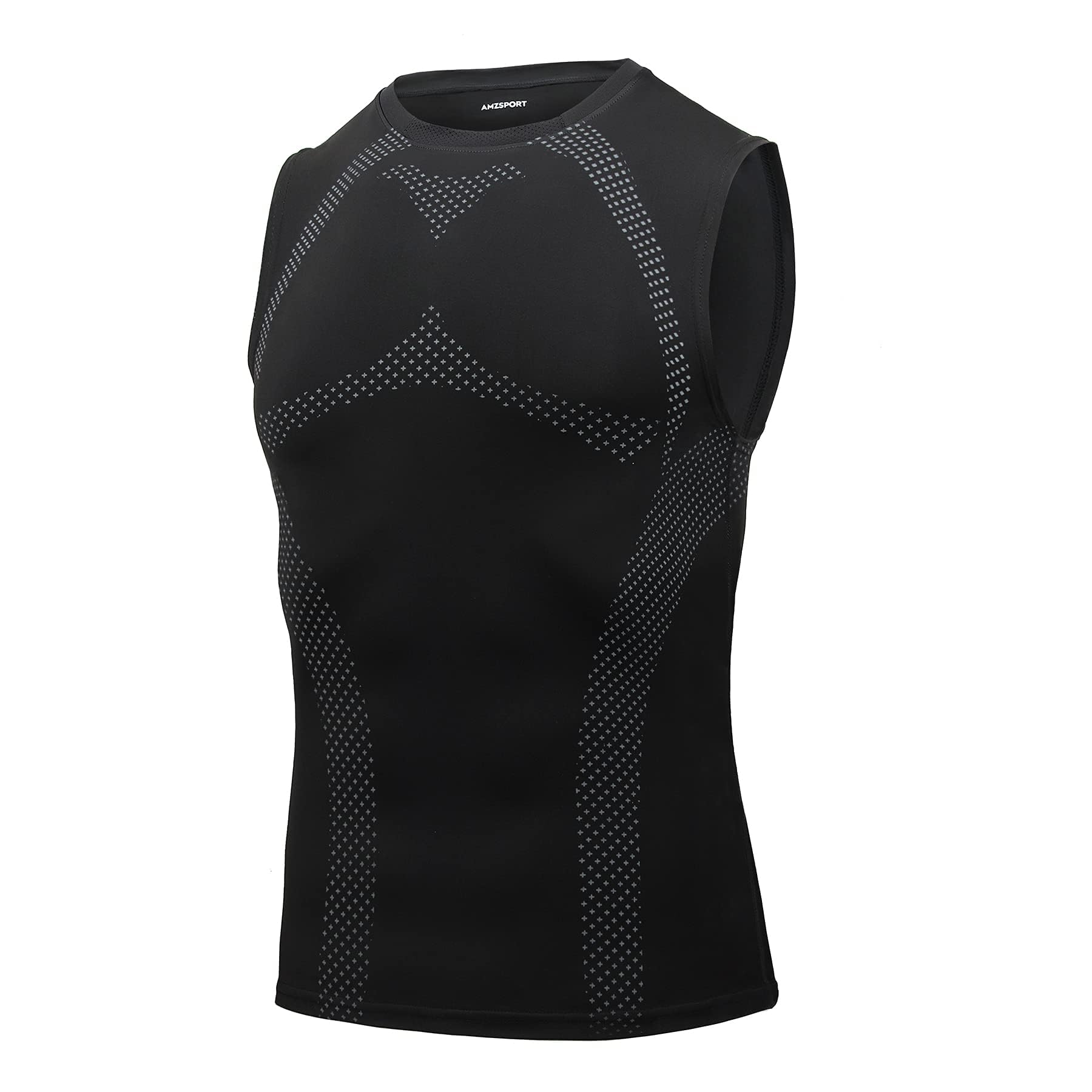 AMZSPORT Canotta Compressione Uomo, Maglia Senza Maniche Aasciugatura Rapida per Bodybuilding Palestra Running