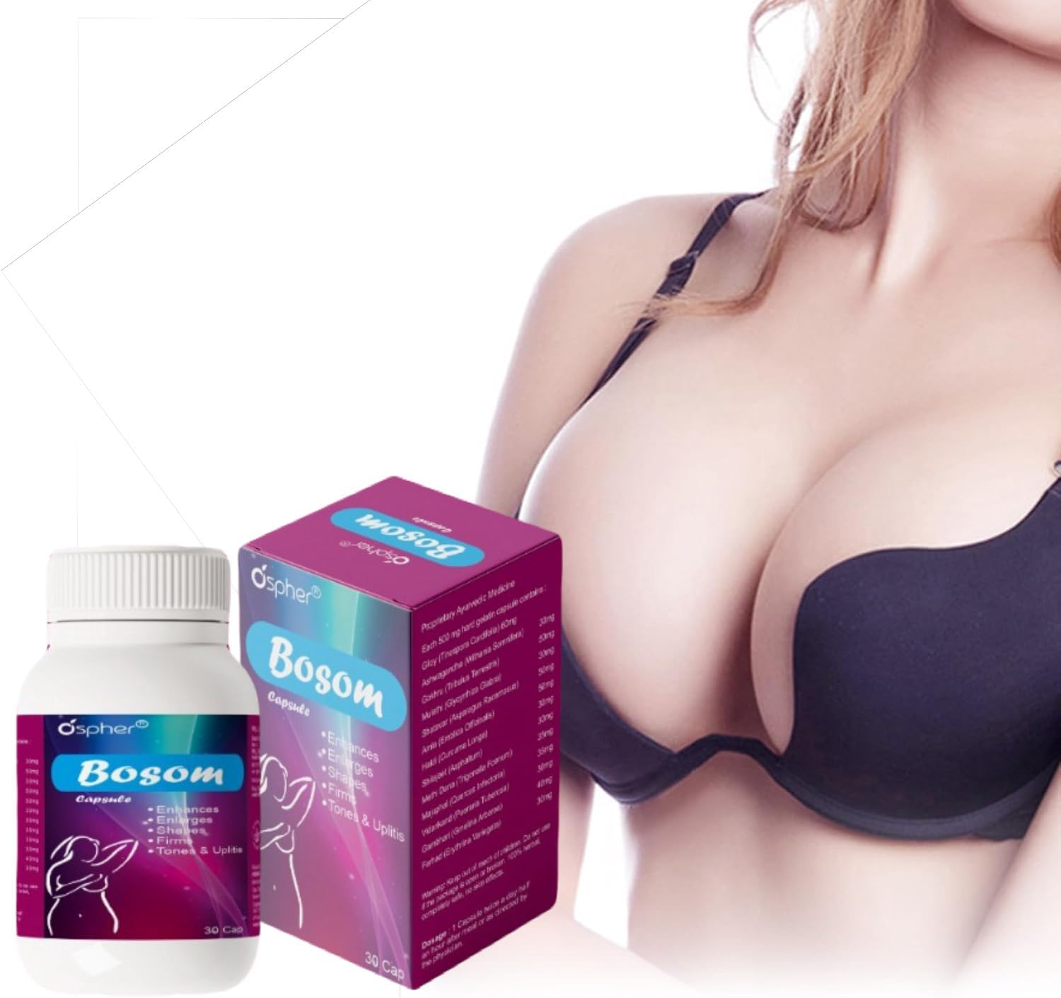 Bosom* Breast Enhancement Capsule | Butt Growwth & Breast Enhancement Capsules for Slim Waist, Bigger Butt & Bigger Breast | All-in-1 Capsule for Fast Booty & Breast Growth | 30 Count