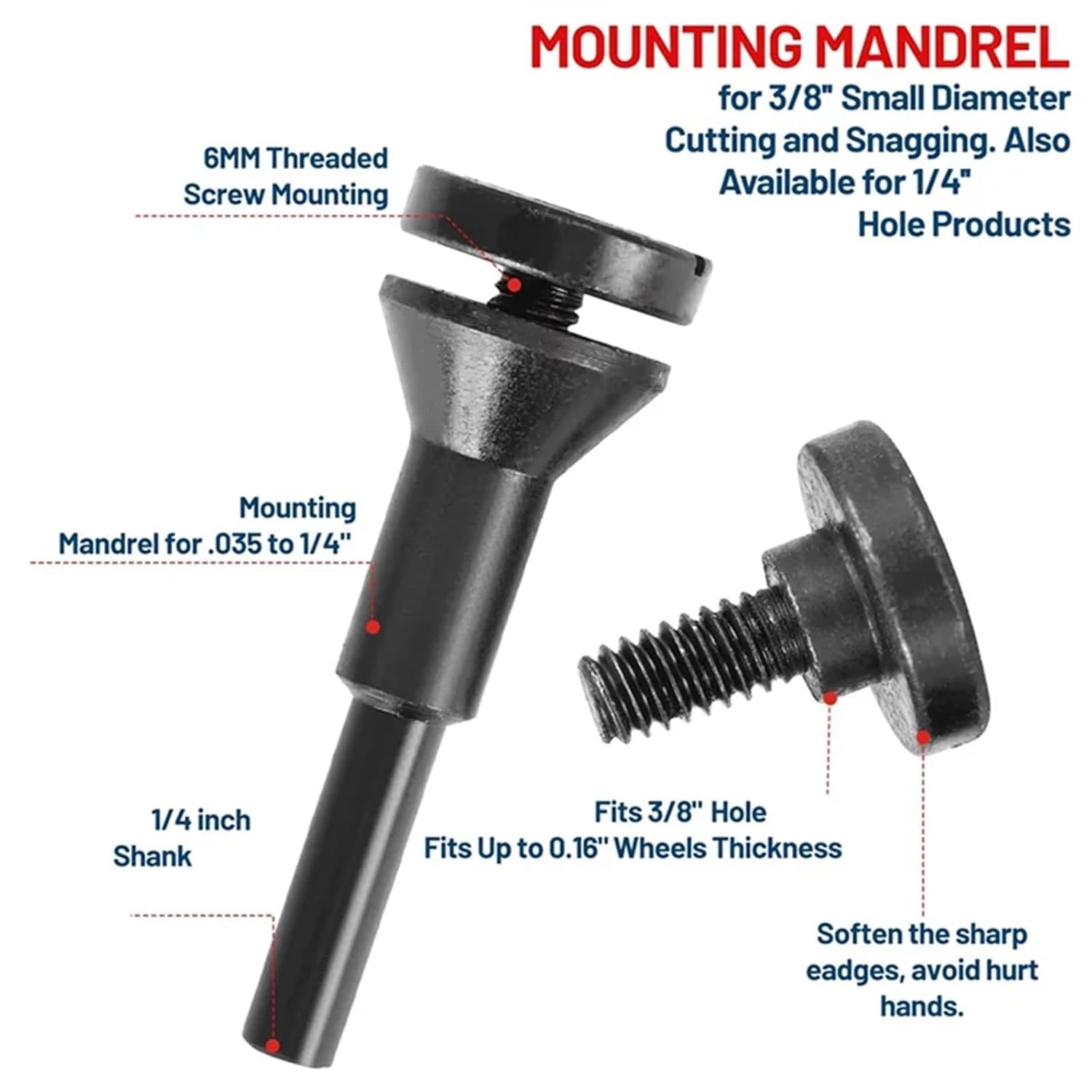Cut Off Wheel Arbor Mounting Mandrel for Cut-Off Wheels, 6Mm, 10Mm Hole Cutting Disc, Grinding Wheel Saw Blade Die Grinder for Die Grinder Accessories(6pcs)