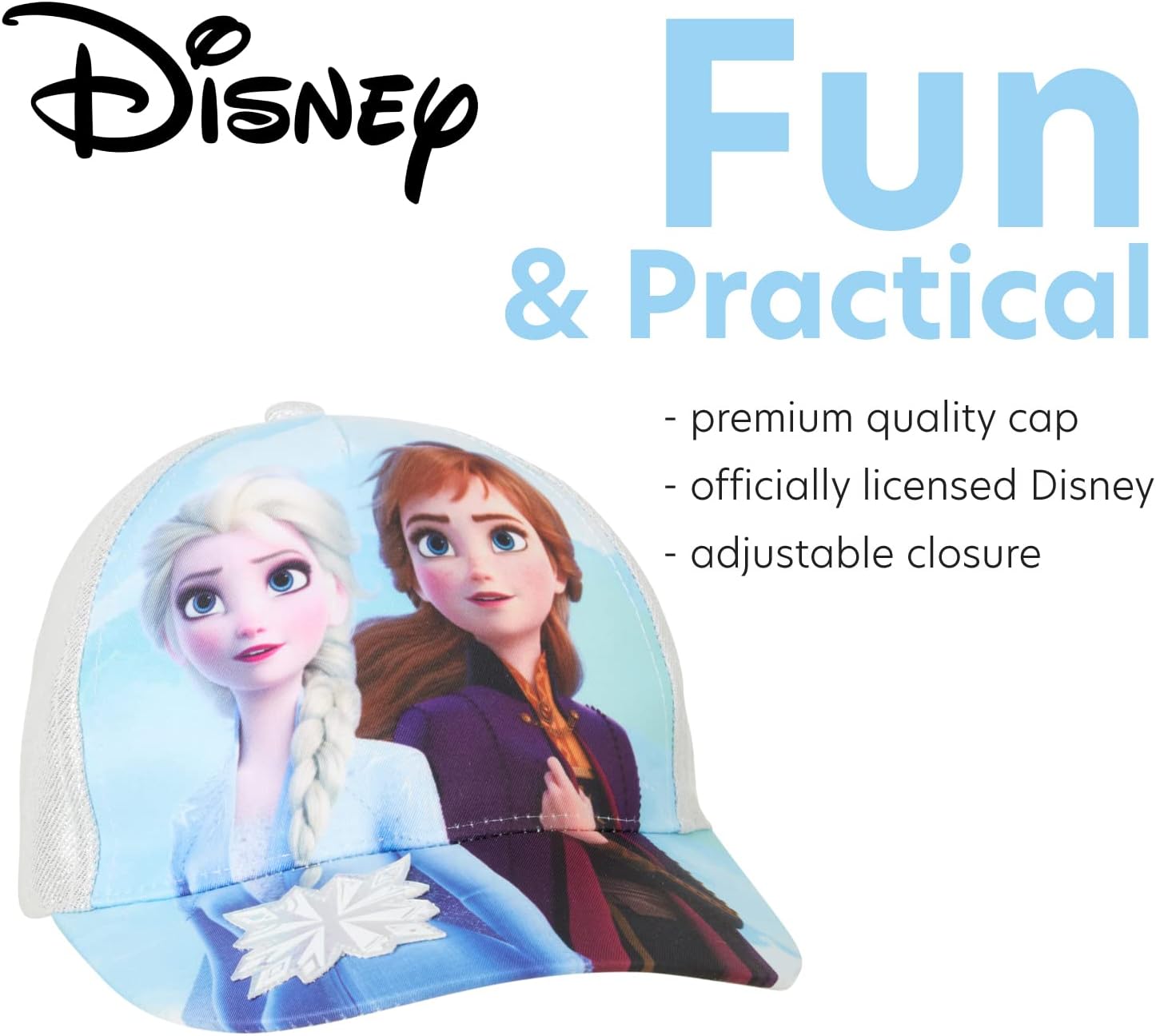 Disney Frozen Kids Baseball Cap Adjustable Hat for Elsa Girls and Anna Age 4-7 Years - Image 3