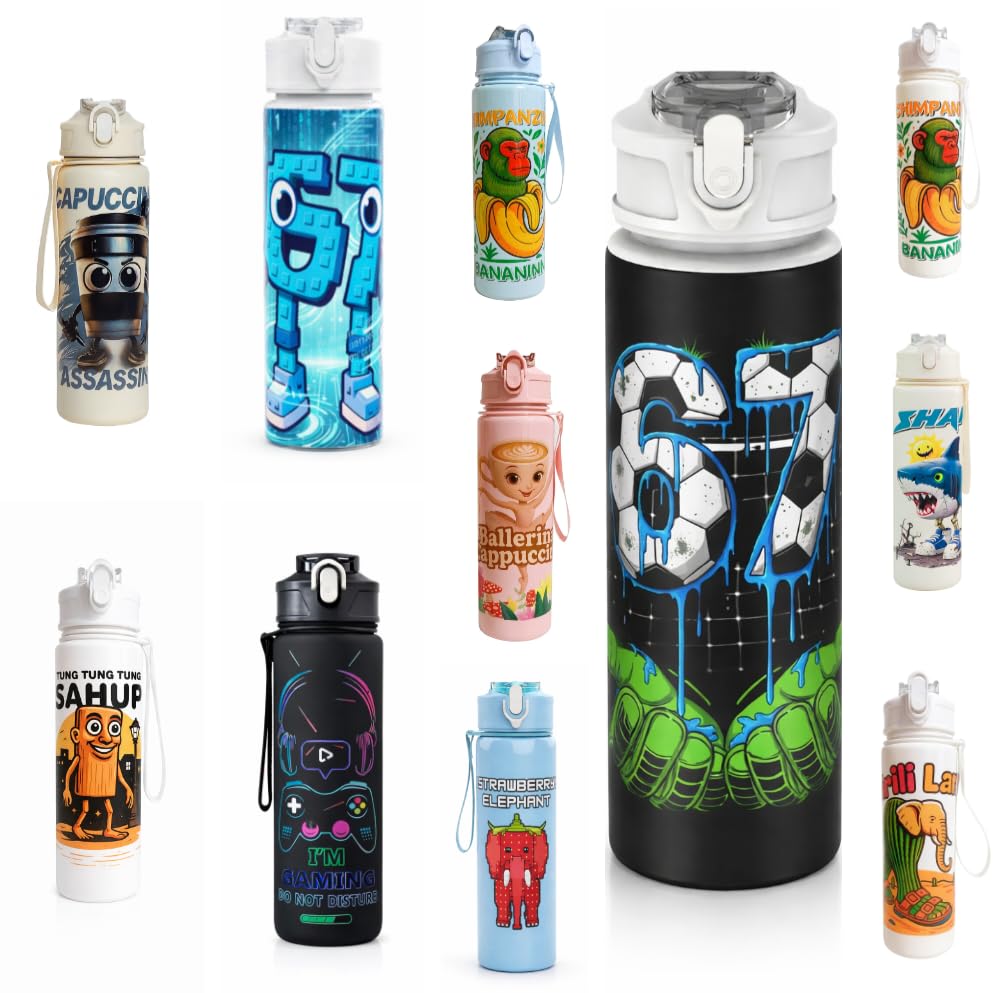 Jamaah Everyday Essentials Meme Style Design Water Bottle 700ml with secure flip lock lid for Kids & Adults, meme Inspired, Bottles, Gifts for Fans (Six Seeeven football)